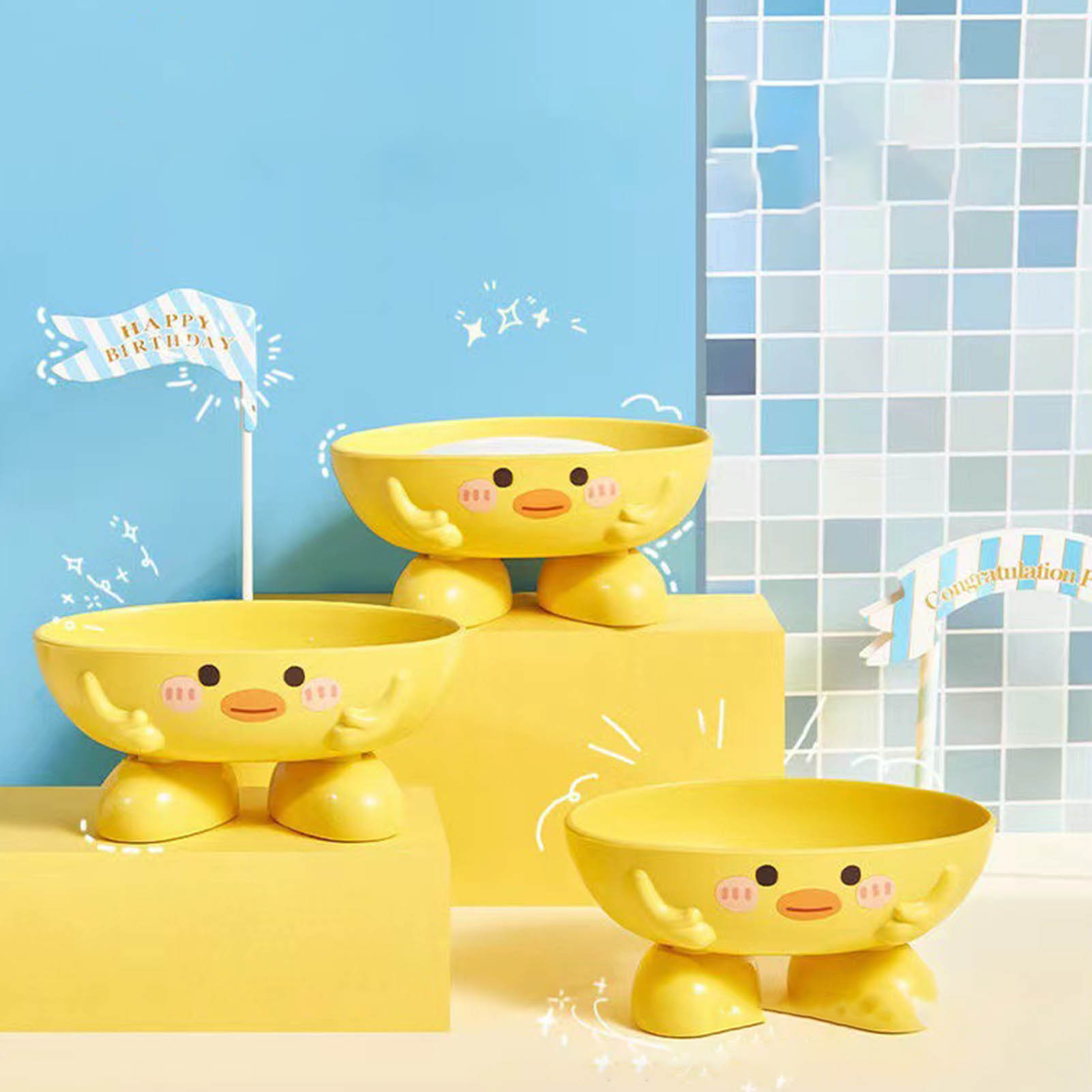 Seifenschale In Entenform Für Kinder Mit Schnelltrocknender Cartoon-seife Und Mehreren Abflusslöchern Für Das Badezimmer