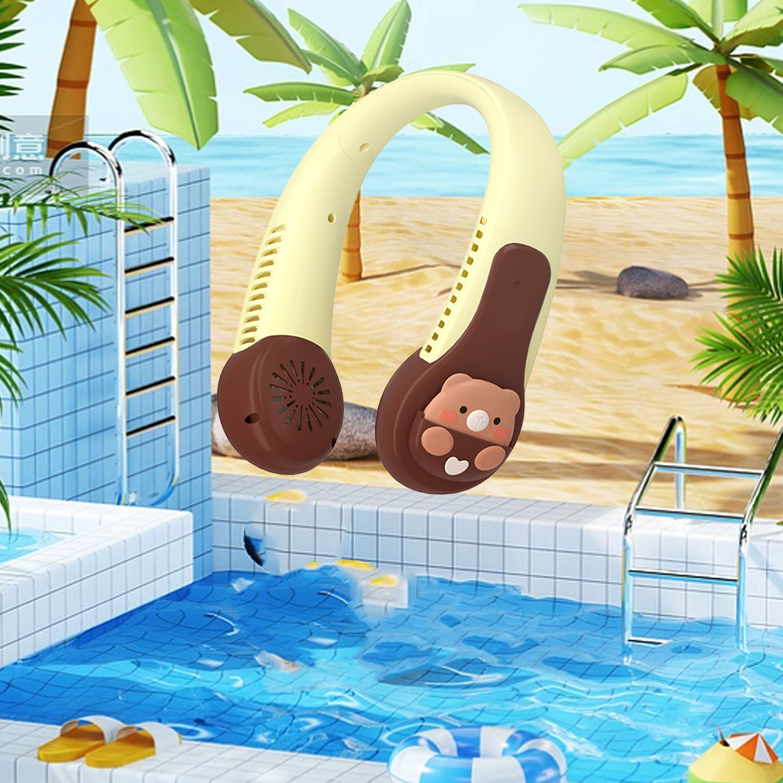 Cartoon-nackenventilator, Tragbar, Usb-aufladbar, Leise, Verdrehsicher, Mit Eingebautem Akku, Geeignet Für Kinder, Erwachsene Und Outdoor-sportler