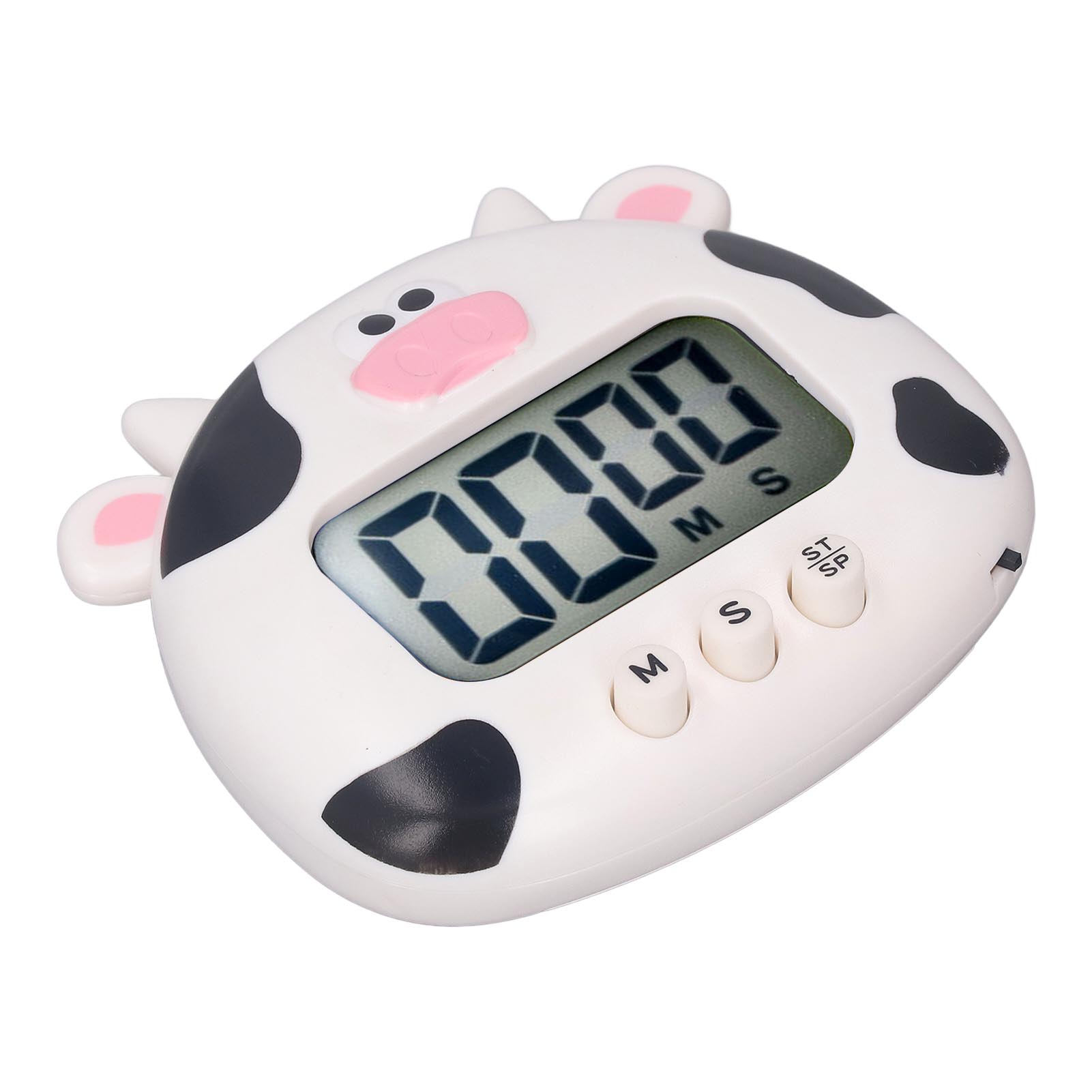 Digitaler Küchentimer Mit Countdown, Tiergeräuschen, Blinkendem Alarm, Einfacher Bedienung Und Kochtrainingsständer, Weiße Kuh