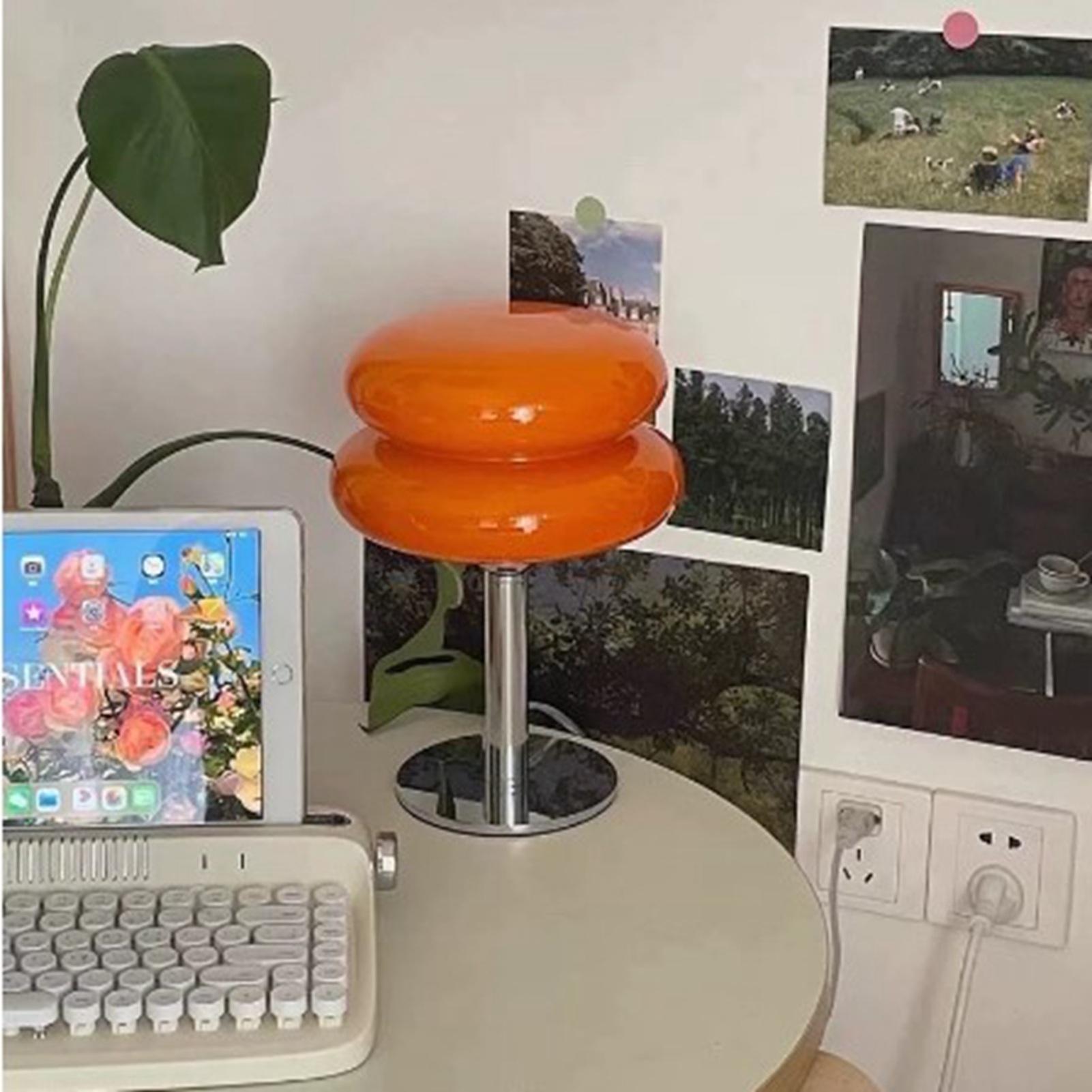 Eierkuchen-tischlampe Für Mädchen, Energiesparend, Sanftes Licht, Niedliche Glas-tischlampe, Usb-schreibtischlampe Fürs Studentenwohnheim, Mit Usb-schalter In Orange