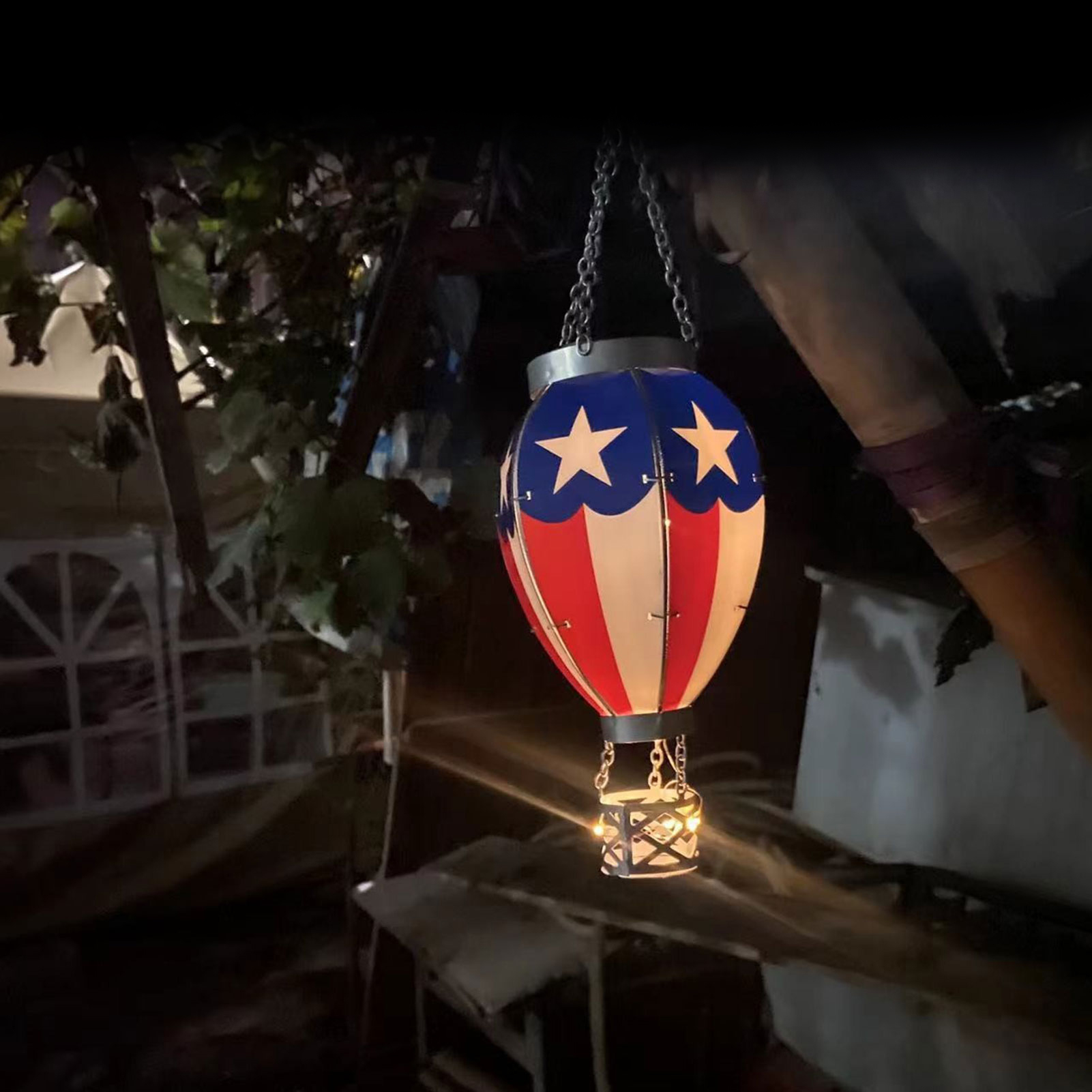 Led-solar-gartenlampe Mit Heißluftballon, Zum Aufhängen, Als Nachtlicht, Für Heim- Und Gartenpartydekorationen