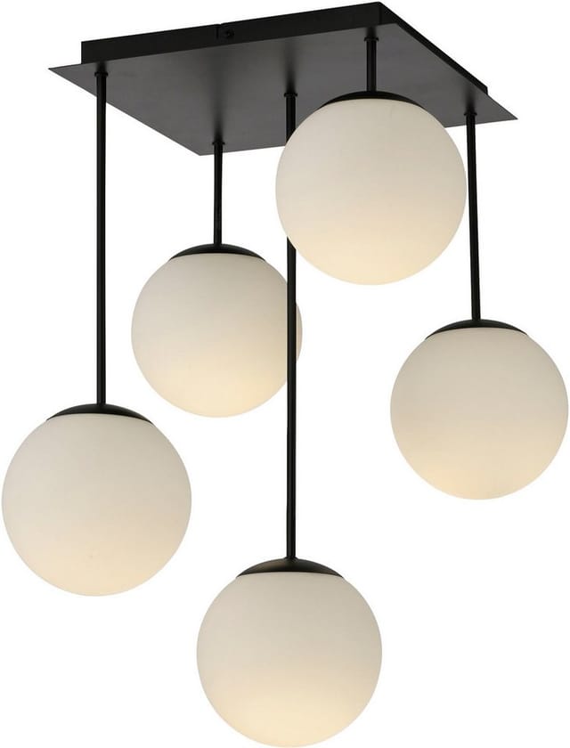 OTTO home Deckenleuchte Nellin, ohne Leuchtmittel, Deckenlampe mit großen Glaskugeln, amberfarben oder opal matt weiß