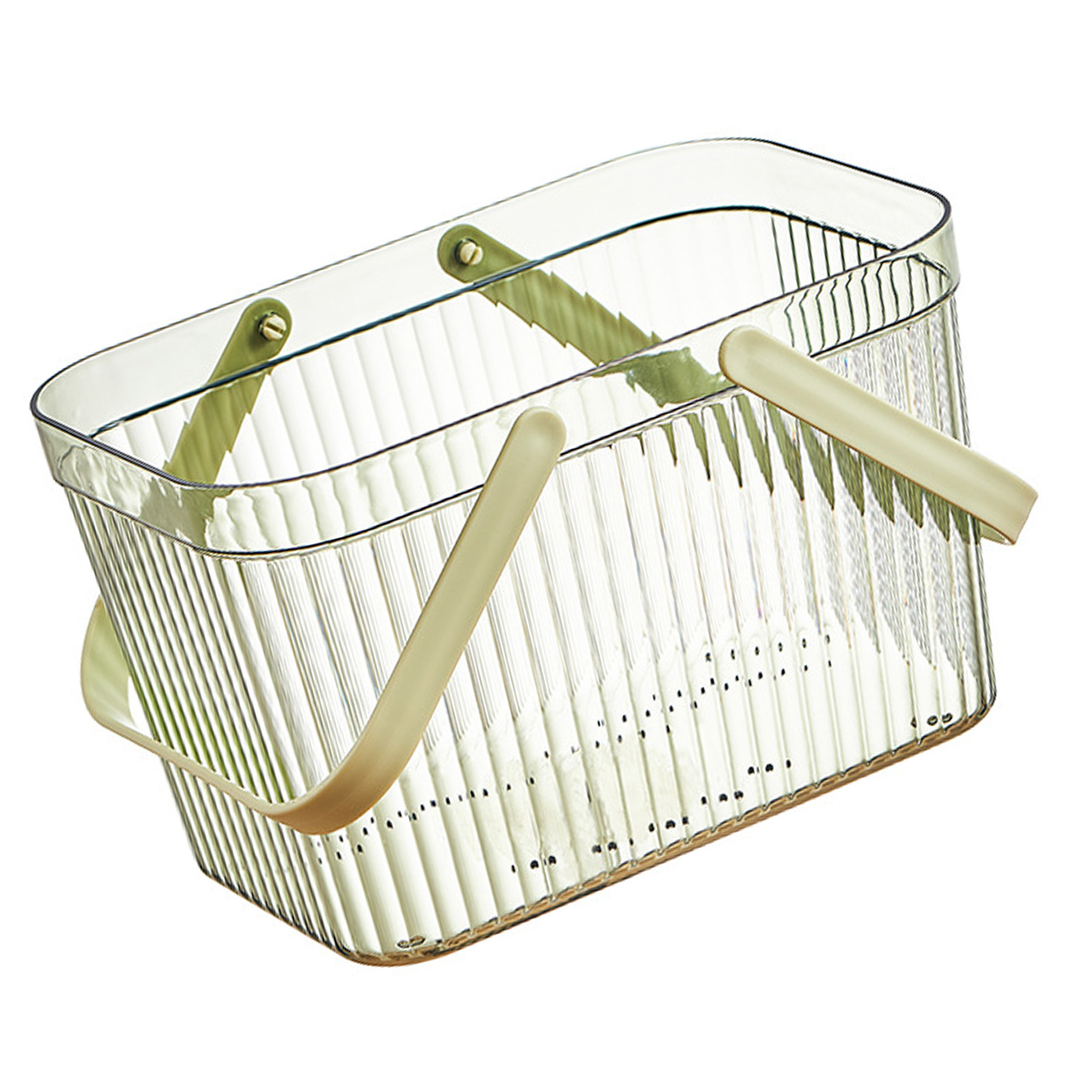 Badezimmer-organizer-korb, Stilvoll, Transparent, Gestreift, Großes Fassungsvermögen, Badezimmer-organizer Mit Griff, Grün