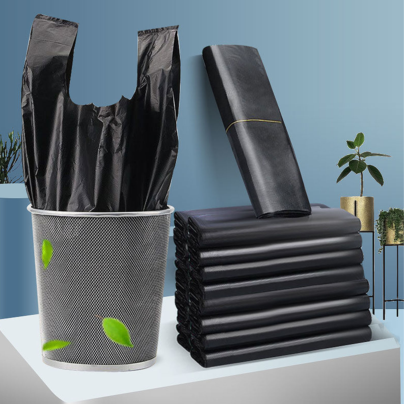 50 Müllbeutel, Schwarz, Aus Dickem Polyethylen, Großes Fassungsvermögen, Für Zuhause, Küche, Büro