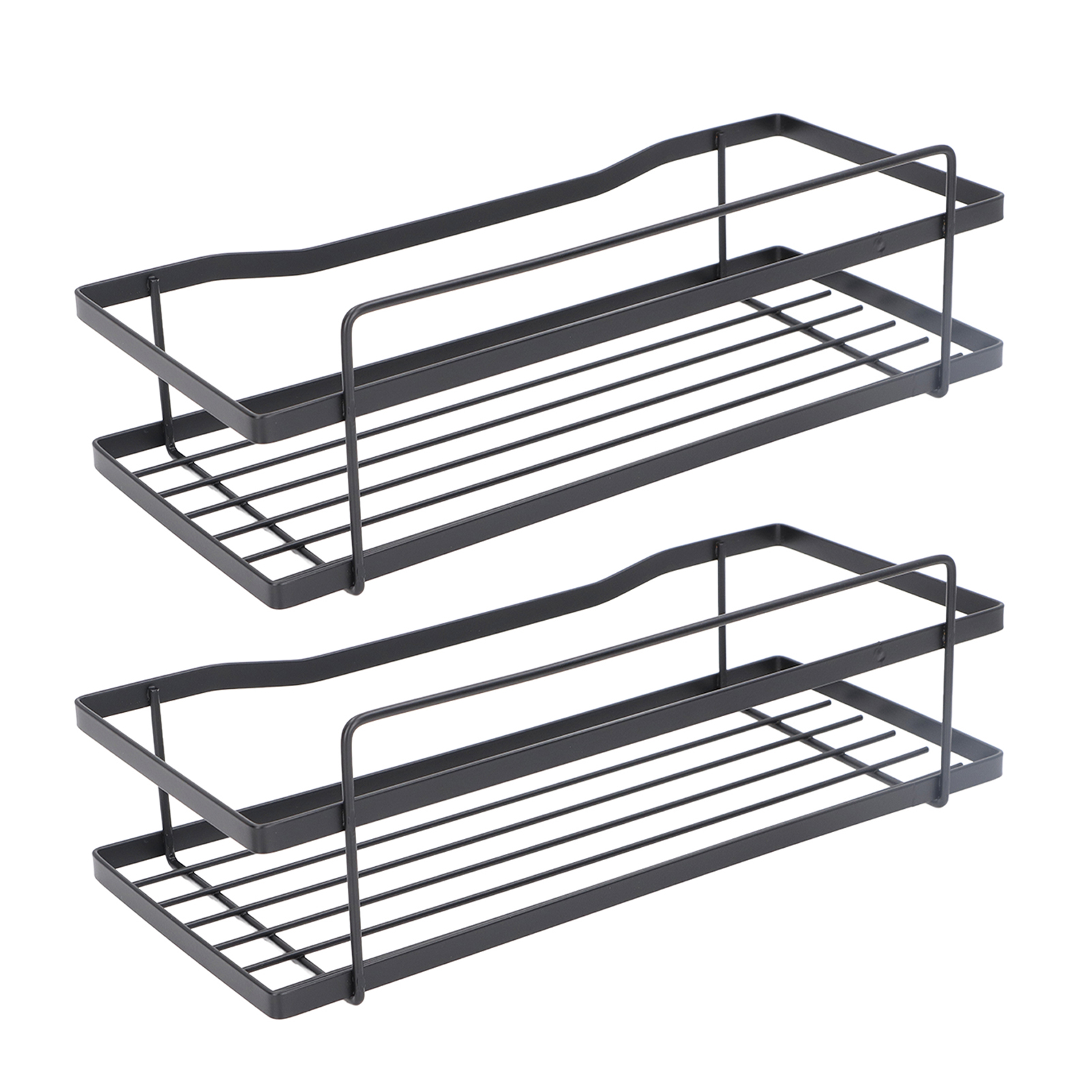 Wandorganizer Für Bad Und Küche, Edelstahl, Selbstklebend, Kohlenstoffstahl, Duschablagen Mit Haken, Schwarz