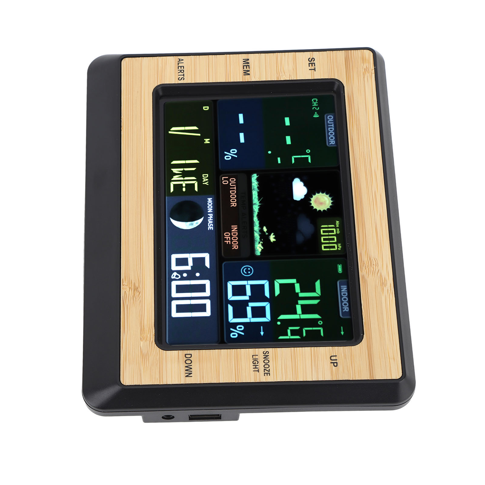 Wetterstation Mit Drahtlosem Farbdisplay Für Den Innen- Und Außenbereich, Wettermonitor, Thermometer, Digitalem Temperatur- Und Feuchtigkeitssensor Und Alarm Der Wetterstation