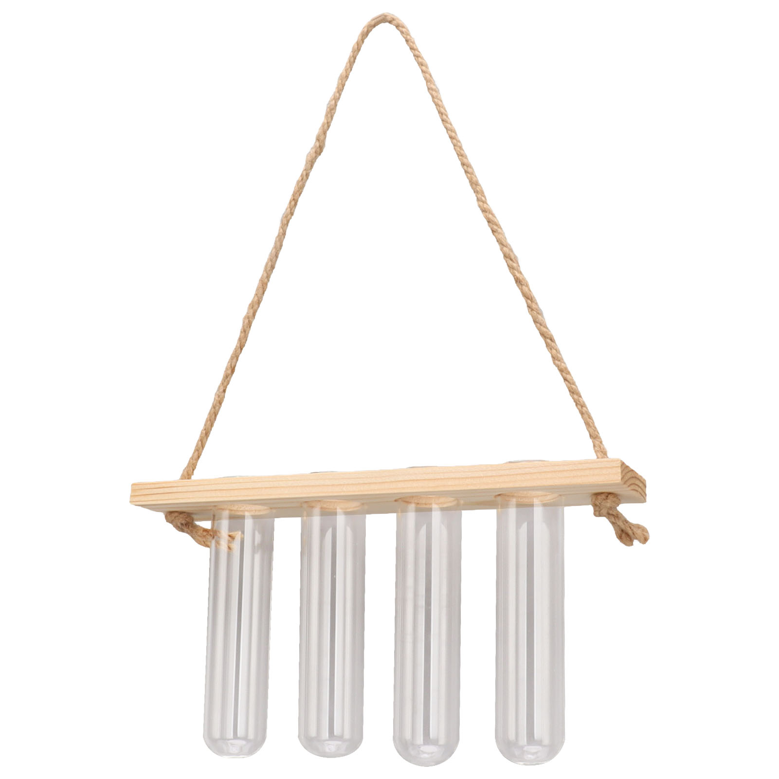1-stöckiges, 4-loch-wand-pflanzenanzuchtgerät, Pflanzenterrarium Mit Holzständer, Miniatur-reagenzglas, Naturholzfarbe
