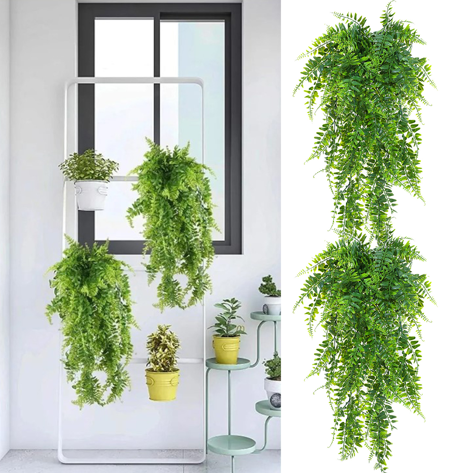 Künstliche Hängepflanzen, Farne, Kunststoff, Grün, Künstliche Pflanzen Zum Aufhängen An Der Wand, Für Hochzeitsdekoration Im Garten