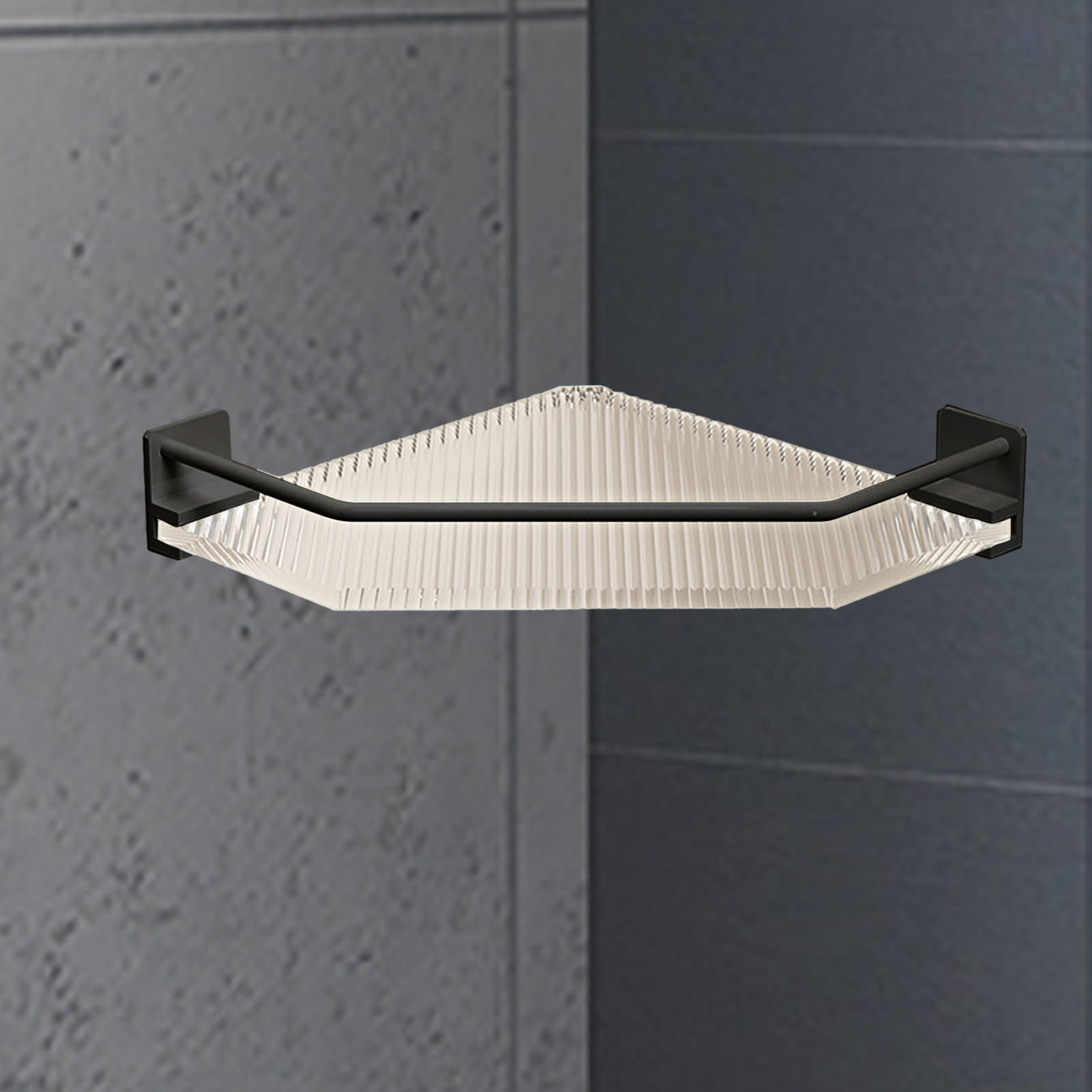 Eckduschablage, Badezimmer-organizer, Dusche, Acryl, Bohren Nicht Erforderlich, Großes Fassungsvermögen Für Bad, Küche, Studentenwohnheim, Dreieckig, Schwarz, Einlagig