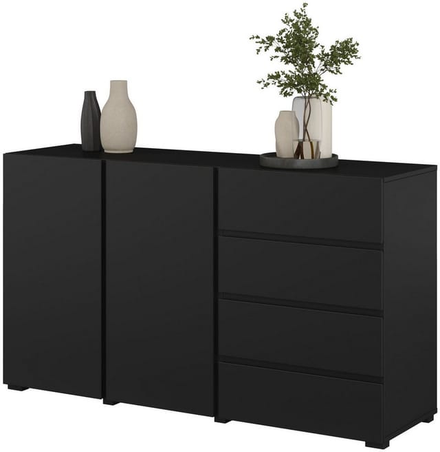 OTTO home Sideboard Metric,Breite 138 cm, grifflose Kommode 2 Türen/4 Schubkästen, Schubladenschrank mit viel Stauraum, Einlegeböden verstellbar