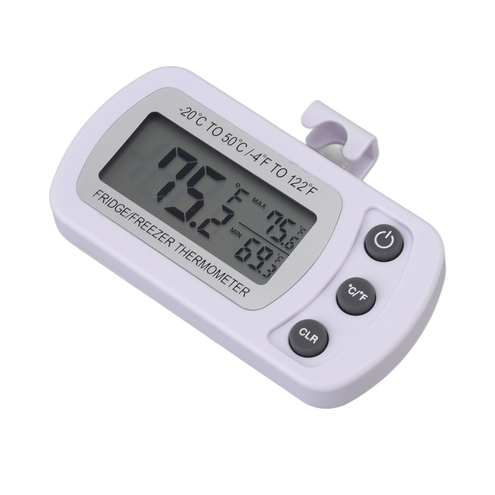 Kühlschrankthermometer Mit Speicherfunktion, Abs-gehäuse, Weiß, °c/°f, Umschaltbar, Klein, Kompakt, Digitales Gefrierschrankthermometer Mit Haken