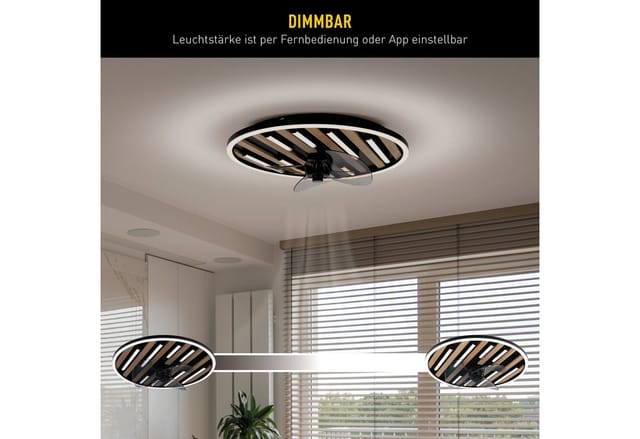 OTTO home LED Deckenleuchte Deckenventilator Vollo, CCT - über Fernbedienung, Dimmfunktion, Memoryfunktion, Nachtlichtfunktion, Ventilatorfunktion, mehrere Helligkeitsstufen, LED wechselbar, warmweiß - kaltweiß, inkl. Ventilator, dimmbar, CCT, Memory, Nachtlicht, Timer, IR-Fernbed.