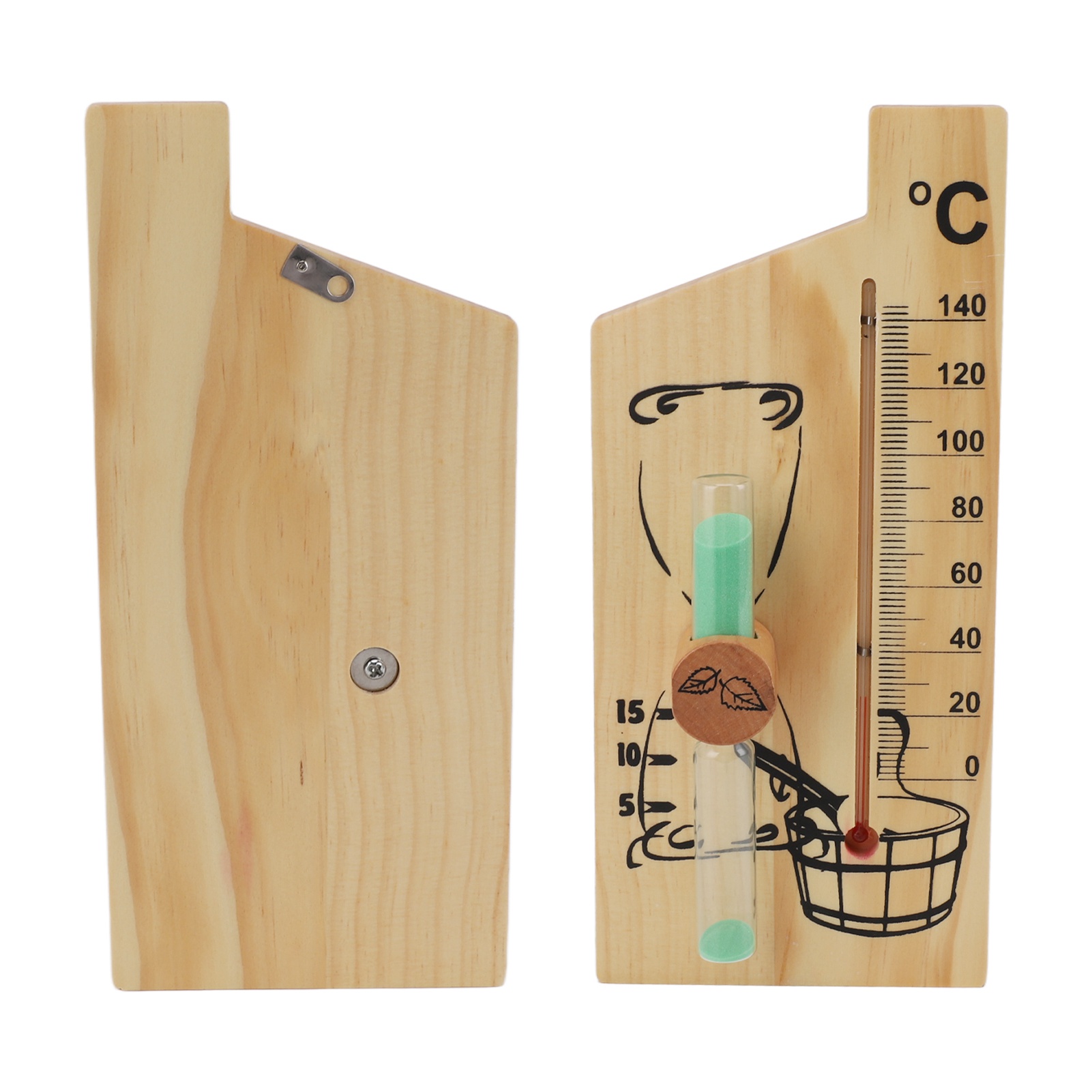 Saunathermometer, Sanduhr, 15-minuten-sanduhr, Goldholz, Temperaturanzeige 0 Bis 140 Grad Celsius, Wandmontage, Saunazubehör