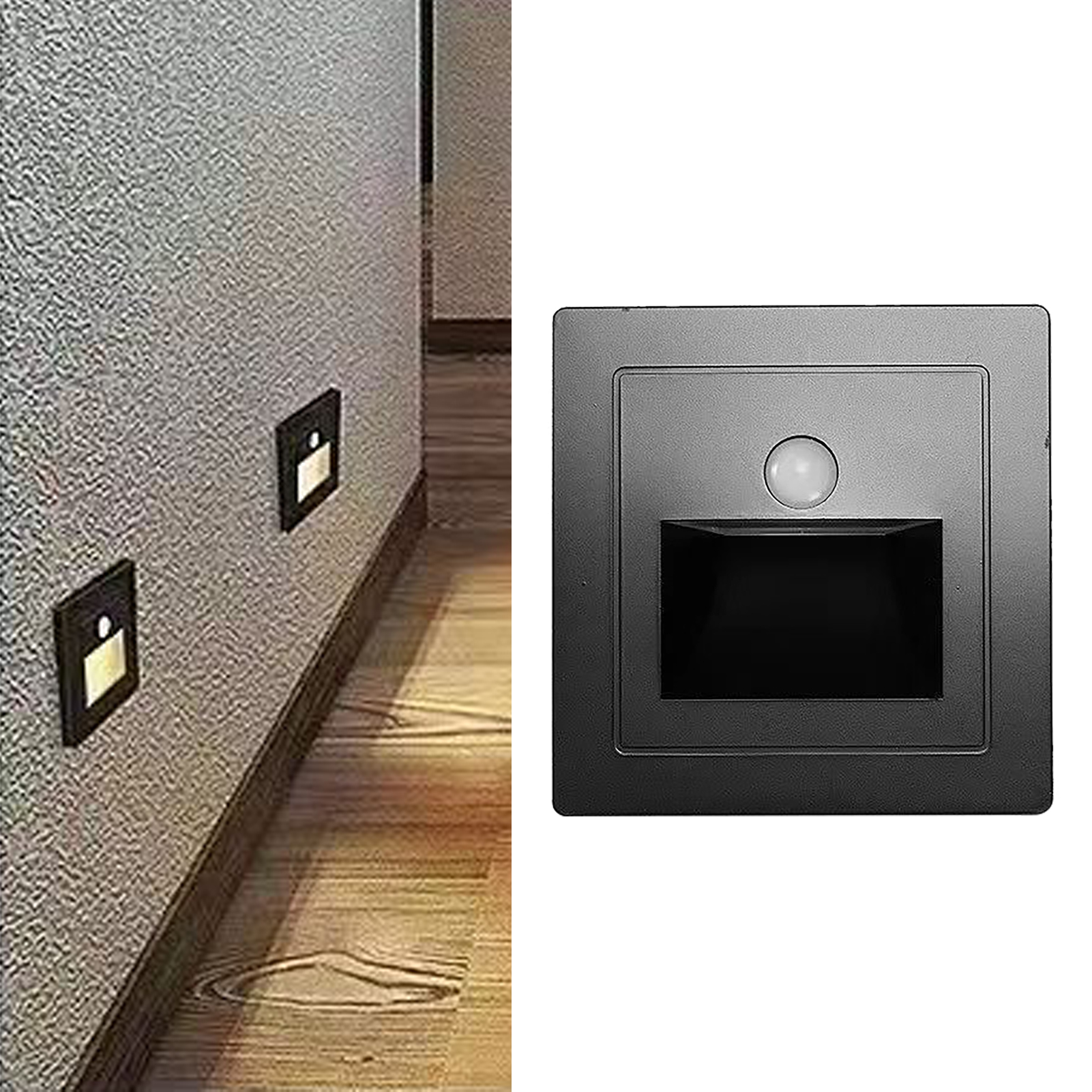 Einbau-solar-led-treppenleuchte Aus Abs Mit Bewegungsmelder, Für Treppen, Terrassen, Stufen, Zäune, Patios Und Wege, Schwarz, Mit Bewegungsmelder, Warmweißes Licht (3000 K)