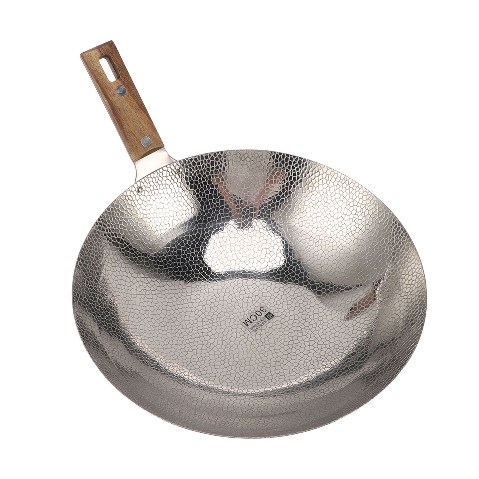 Bratpfanne Mit Holzgriff, Schnell Aufheizend, Aus Edelstahl 304, Multifunktional, Antihaftbeschichtet, 30 Cm