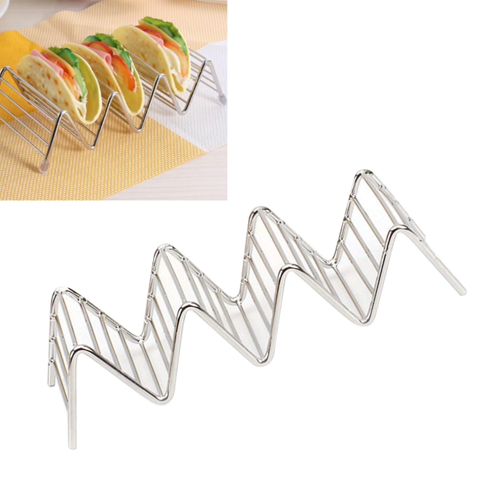 V-förmiger Taco-halter Aus Edelstahl, Auch Als Ständer Für Frühlingsrollen, Pfannkuchen Oder Andere Speisen Geeignet, 3-4 Ablagen, 6,3 X 18,5 X 4,5 Cm