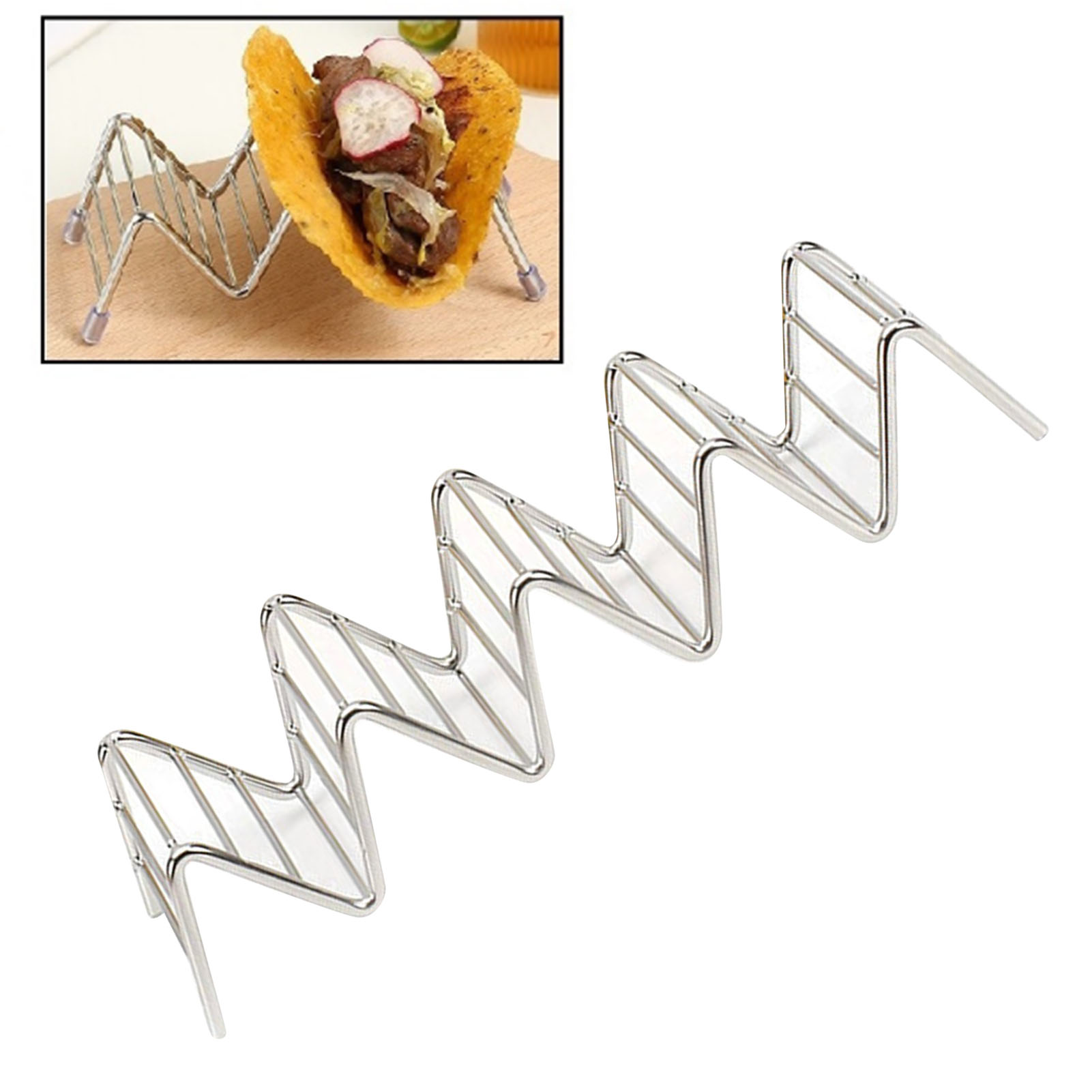 V-förmiger Taco-ständer Aus Edelstahl, Auch Als Frühlingsrollen-, Pfannkuchen- Oder Maistortilla-ständer Geeignet, 4-5 Ablagen, 6,3 X 22,5 X 4,5 Cm / 2,5 X 8,9 X 1,8 Zoll