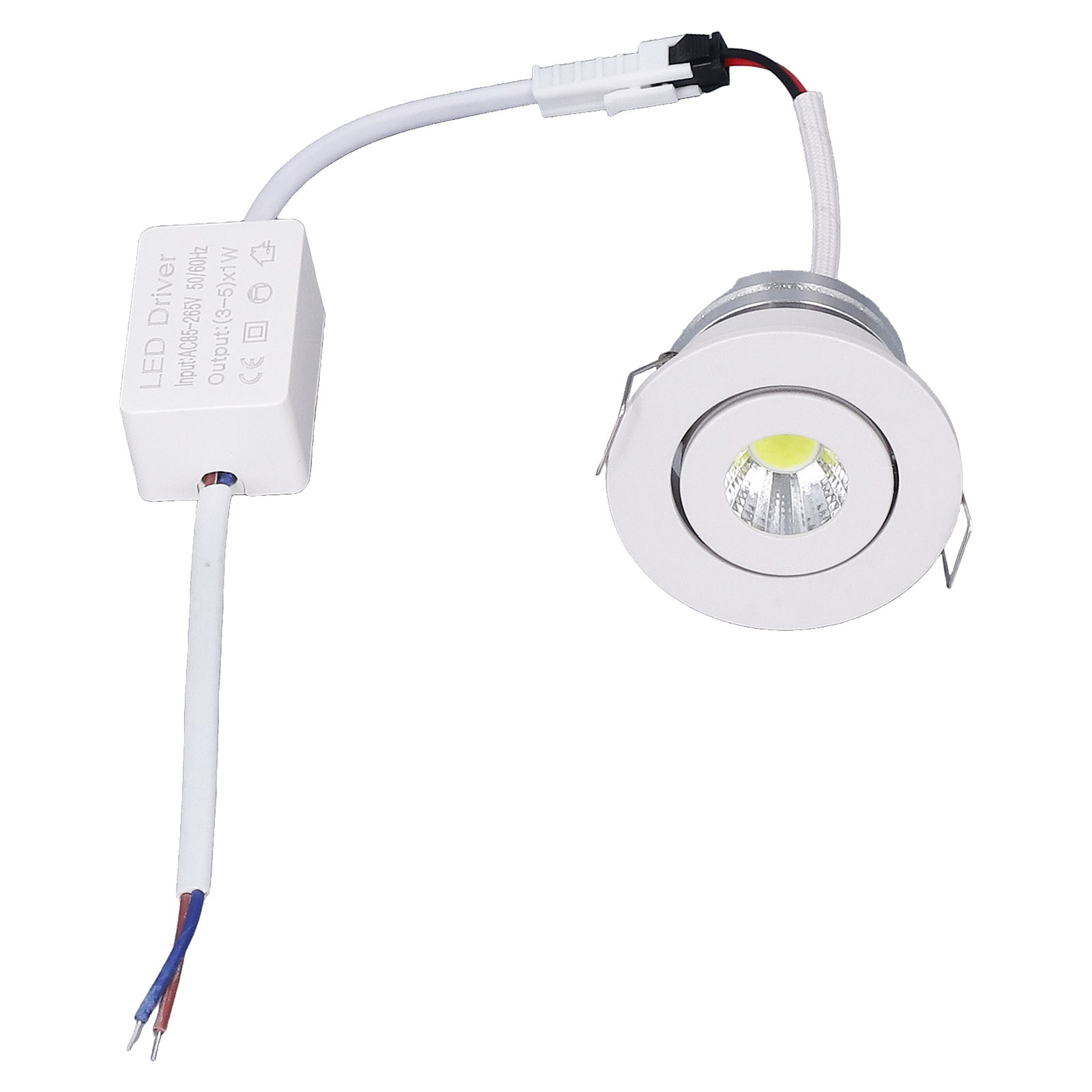 Mini-led-einbauleuchte, Winkelverstellbar, Aluminium, Einbau, Weiß, 85–265 V, Kaltweiß, 6000 K