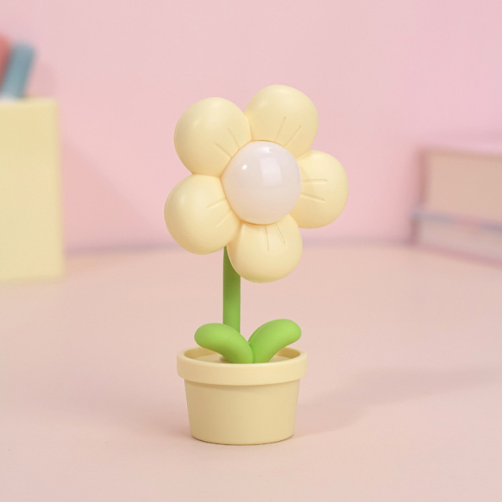 Blumenförmiges Nachtlicht Für Kinder, Sanft, 360°-beleuchtung, Batteriebetrieben, Für Das Wohnzimmer, Gelb