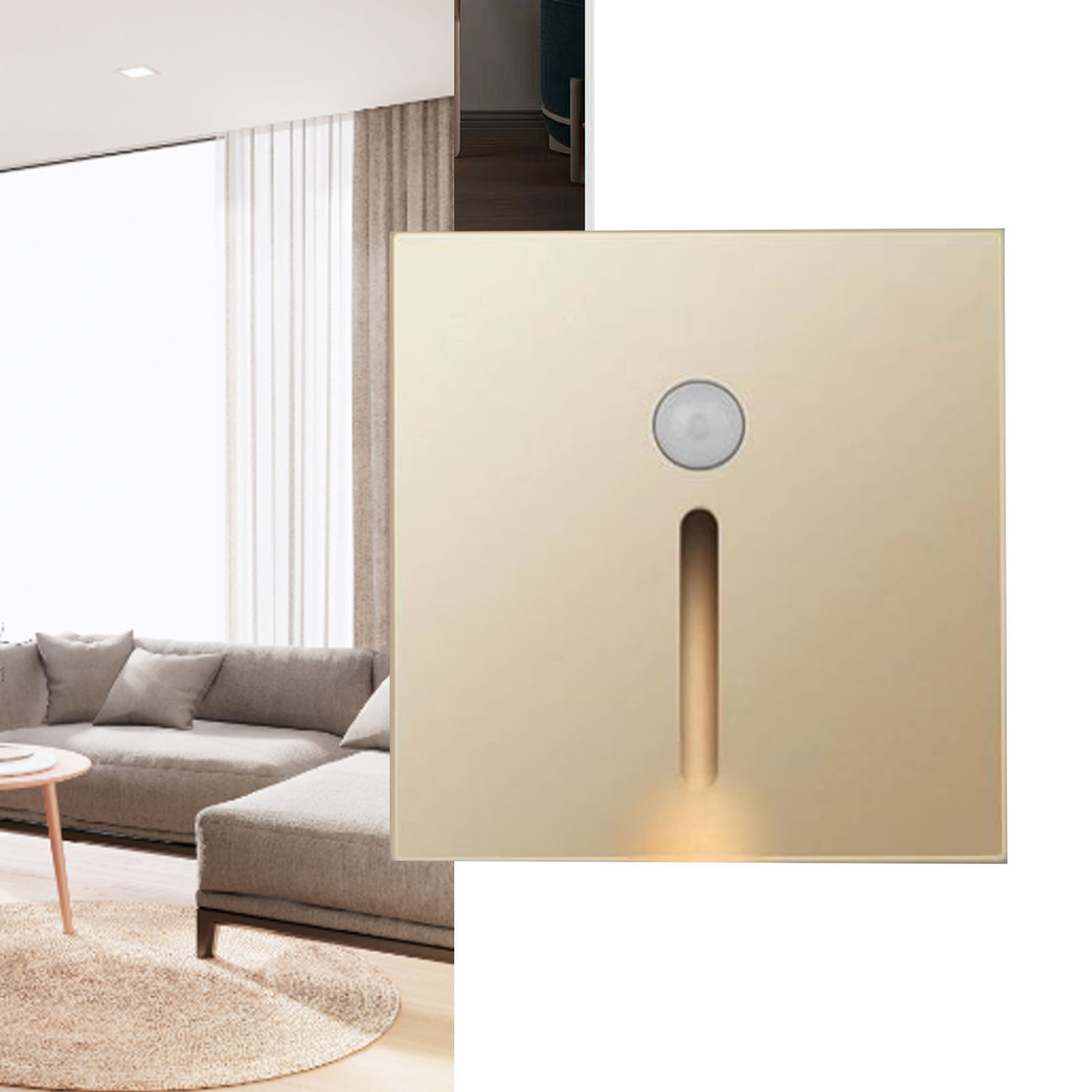 Led-nachtlicht Mit Abs-bewegungssensor, Kleine Led-induktionslampe Für Flur Und Nachttisch, Gold