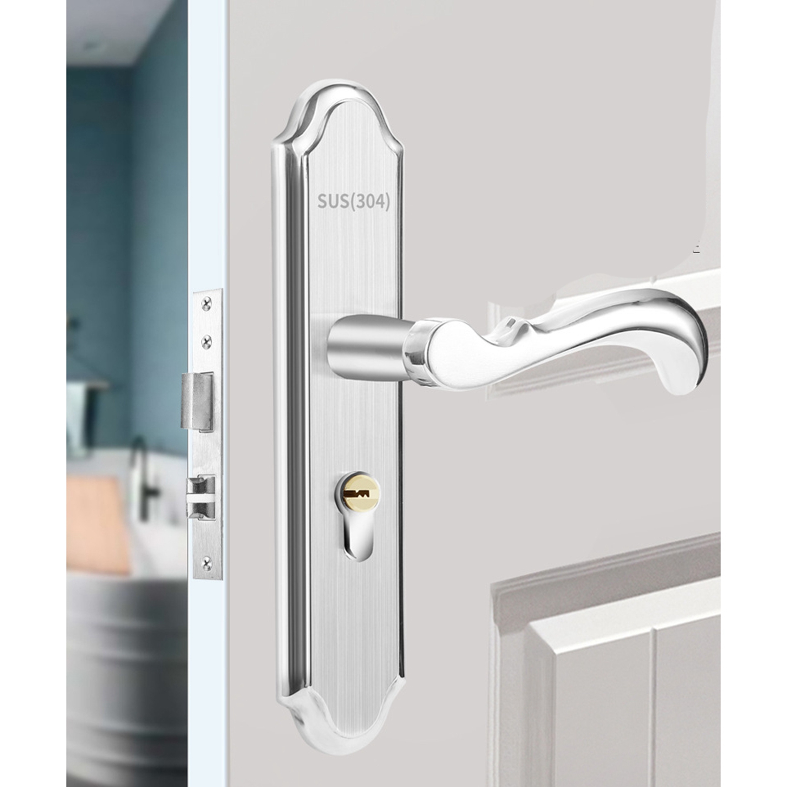 Türschloss Aus Edelstahl Mit Griff, Mechanisch-magnetisch, Sicherheitsschloss Für Schlafzimmer, Hotel, Balkon