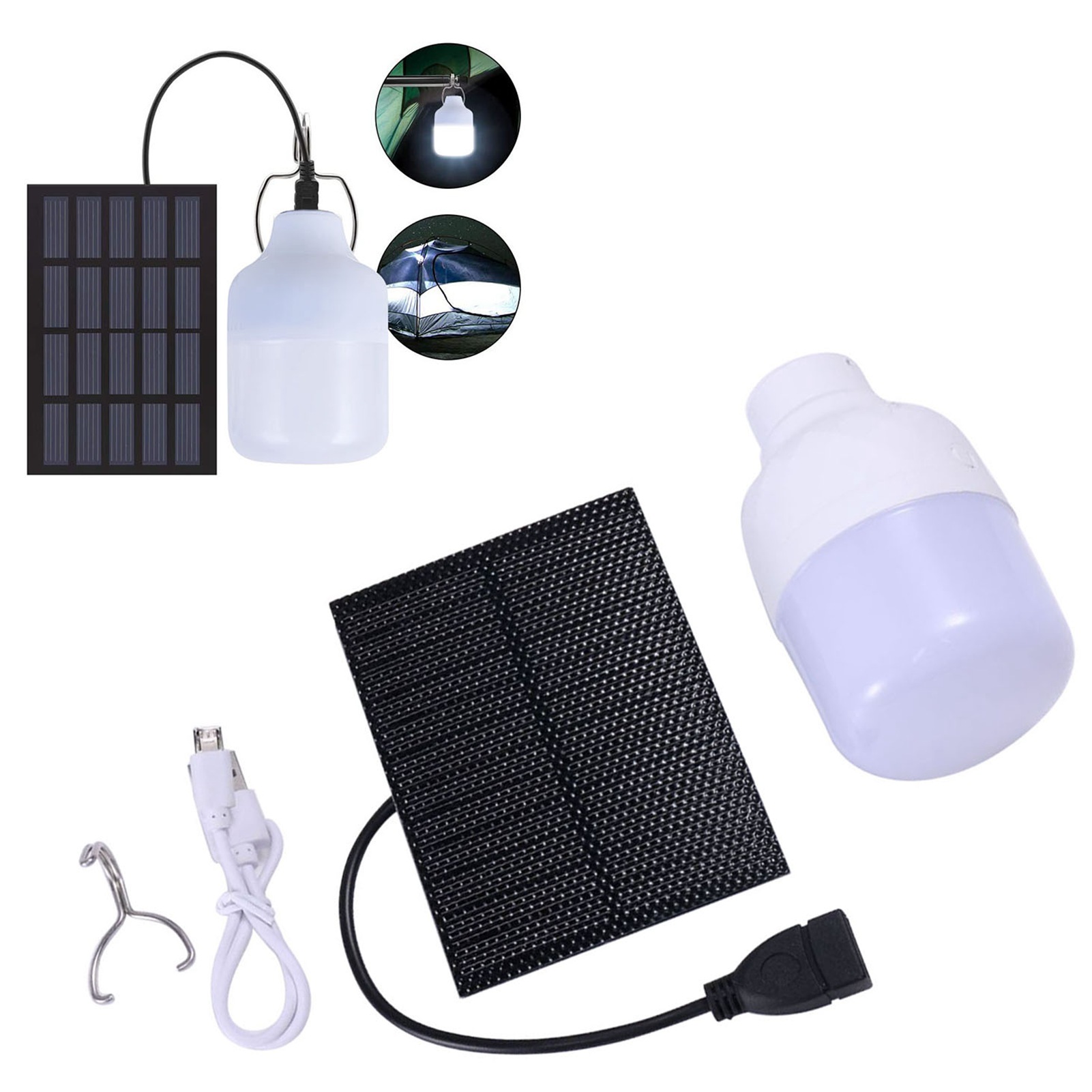 Monokristallines Silizium-led-solarleuchten-set, Usb-aufladbar, Für Den Innen- Und Außenbereich, Wandern, Camping, Angeln