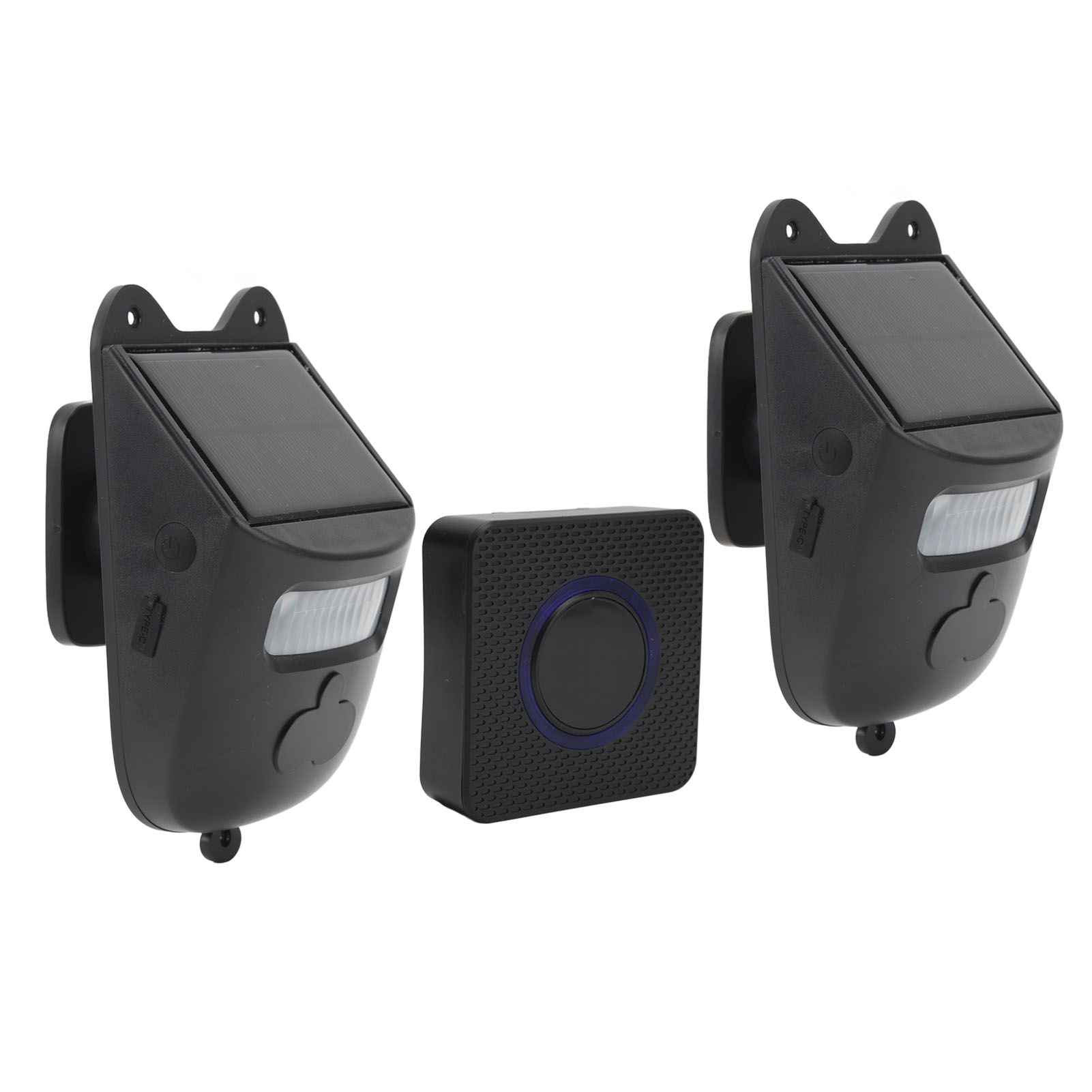 Kabellose, Solarbetriebene Infrarot-türklingel Für Einfahrten Mit Bewegungsmelder Und Alarm, Bestehend Aus 1 Empfänger Und 2 Detektoren, Eu-stecker 110 Bis 240 V