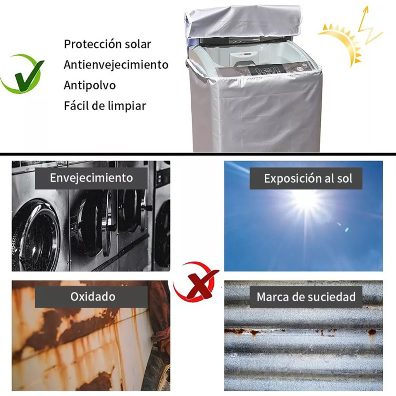 Wasserdichte Waschmaschinenabdeckung, Abdeckung Für Vollautomatische Waschmaschinen, Sonnenschutzabdeckung Xl