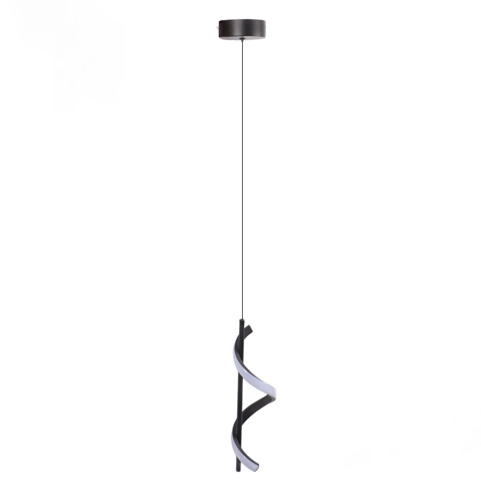 Spiralförmige Led-pendelleuchte In Schwarz, Blendfrei, Hell, Augenschonend, Led-pendelleuchte Für Wohnzimmer, Café, Familie, 85–265 V, Warmes Licht