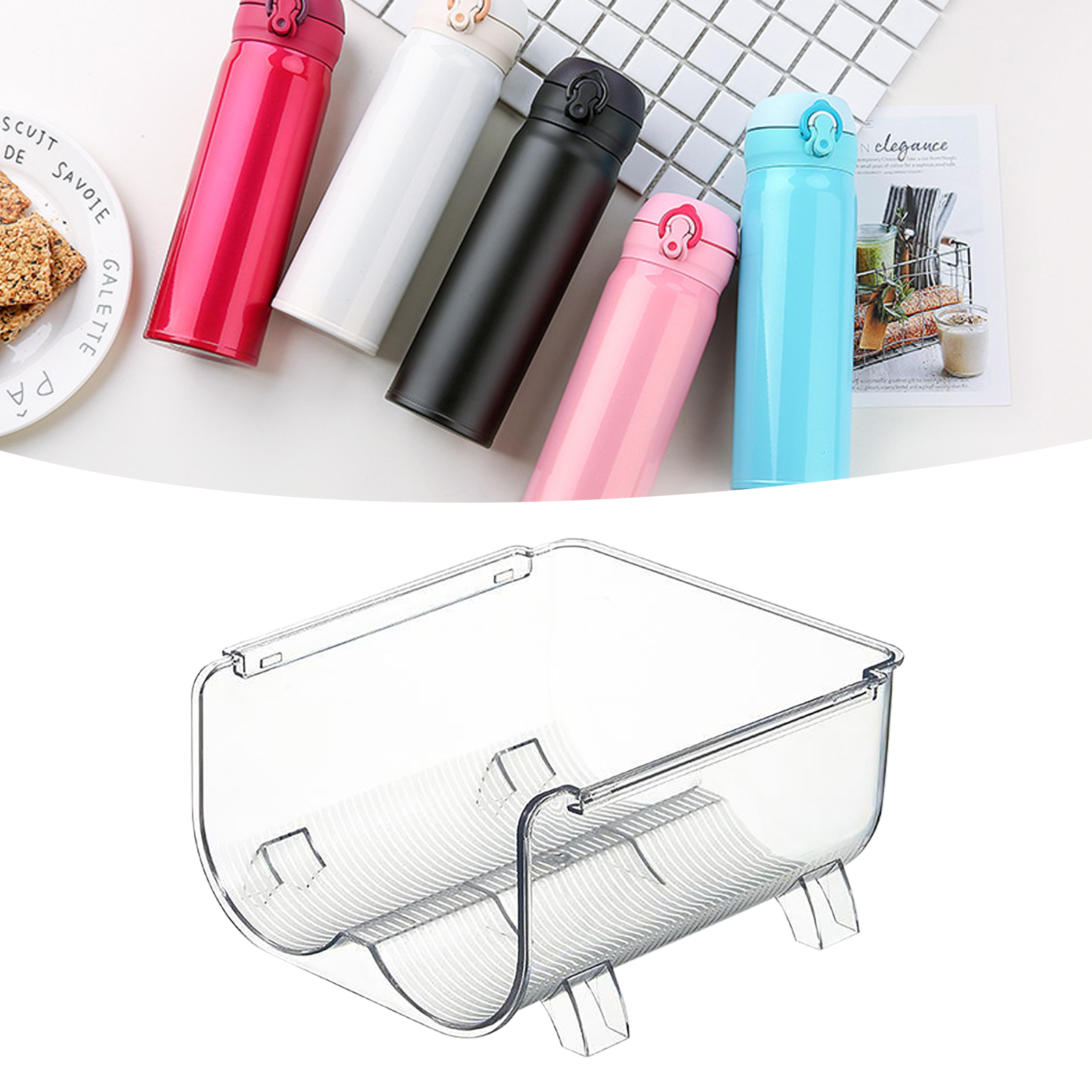 Transparenter, Faltbarer Und Platzsparender Wasserflaschen-organizer, Vakuum-becherständer, 2 Fächer