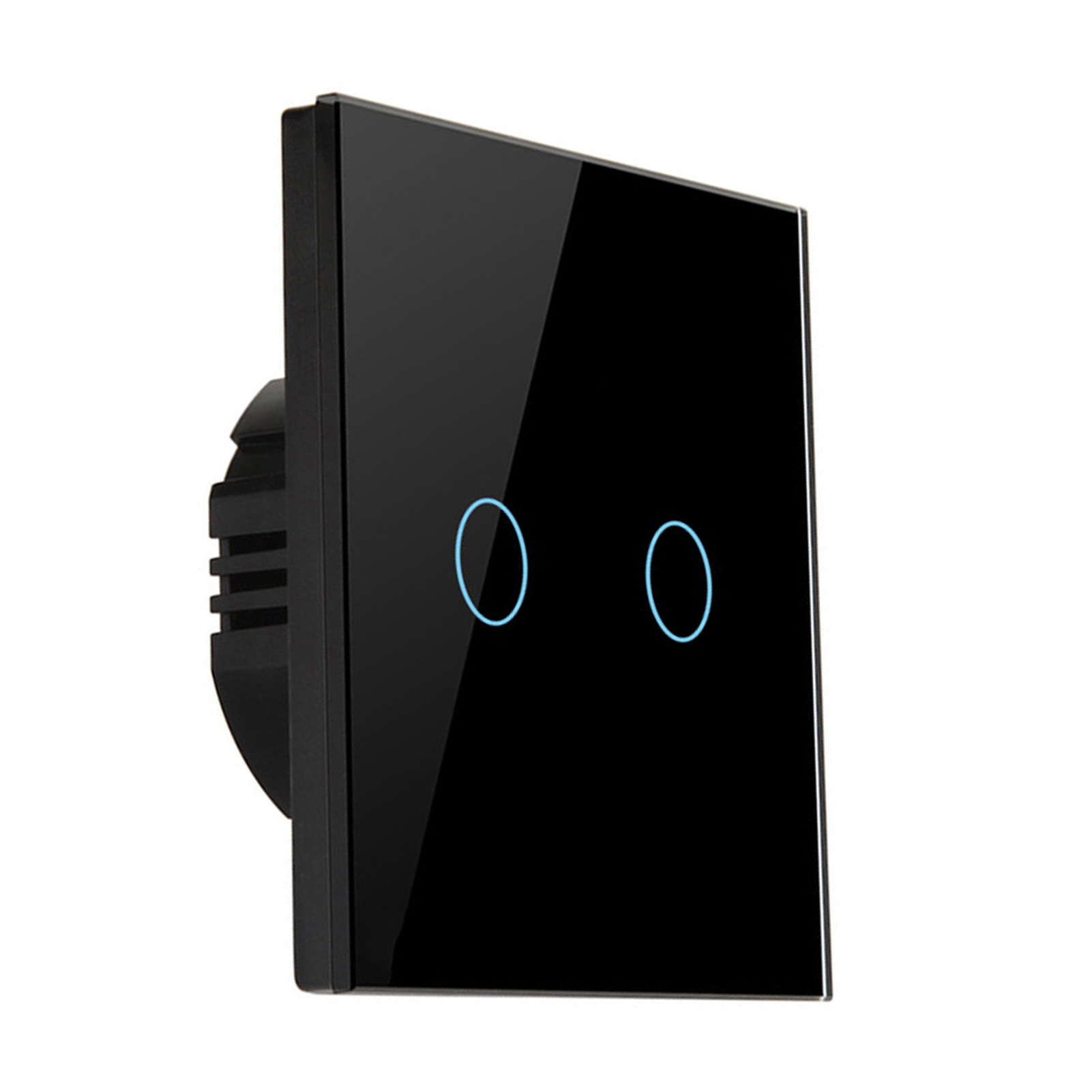 Intelligenter Wlan-schalter, Einzelanschluss, Ac 90–240 V, Touch-app, Sprachsteuerung, Rf433-frequenz, Kompatibel Mit Google Home Und Tuya 2-fach, Schwarz
