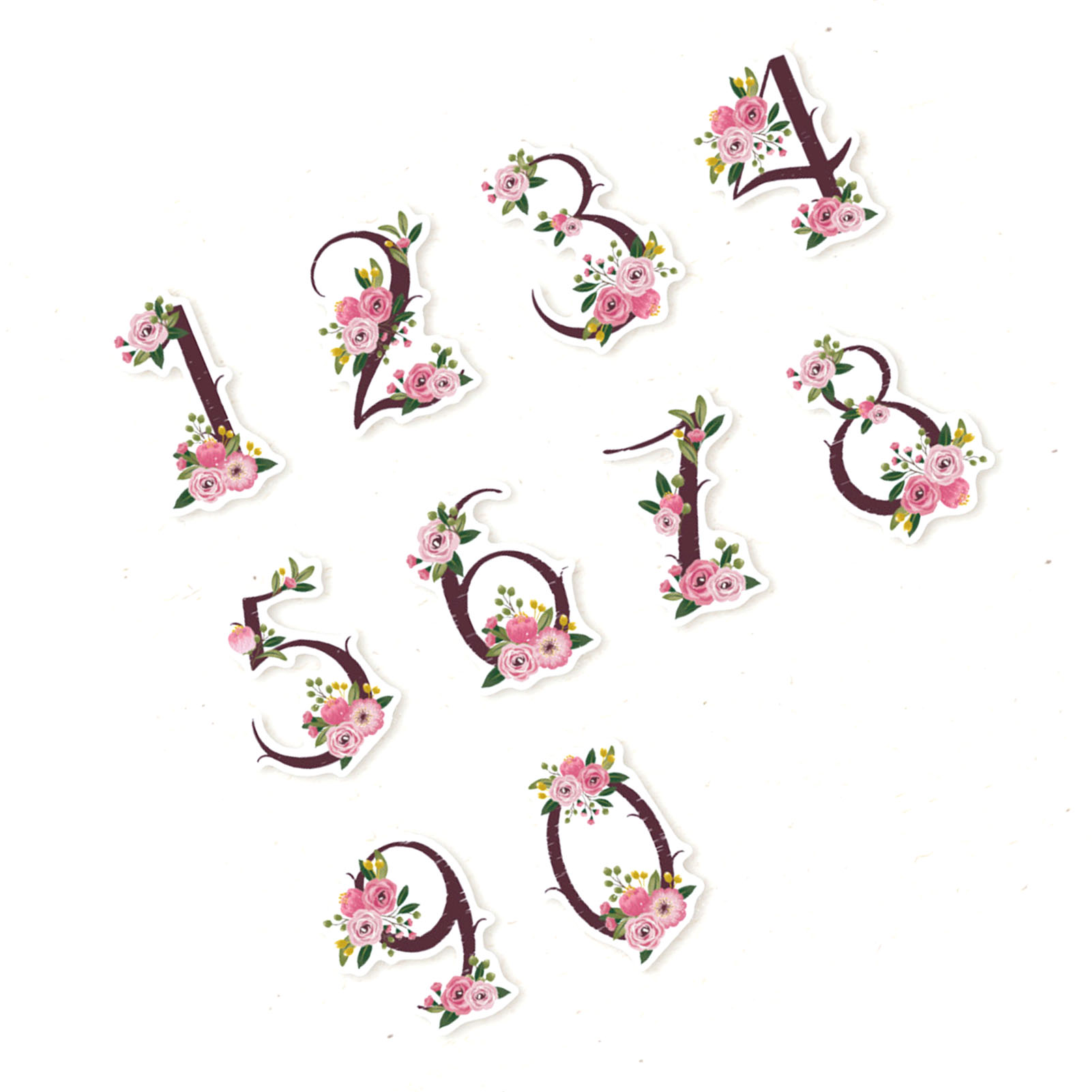 30 Dekorative Aufkleber Mit Zahlen Und Blumenmuster. Elegante, Stilvolle, Selbstklebende Aufkleber Mit Floralem Zahlenmuster Für Alben, Notizbücher Usw.
