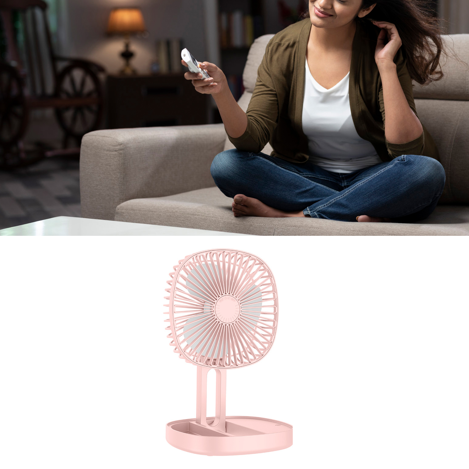Mini-tischventilator, Tragbar, Faltbar, Elektrisch, Usb-aufladbar, Luftzirkulator, Klein, Tischventilator, Rosa