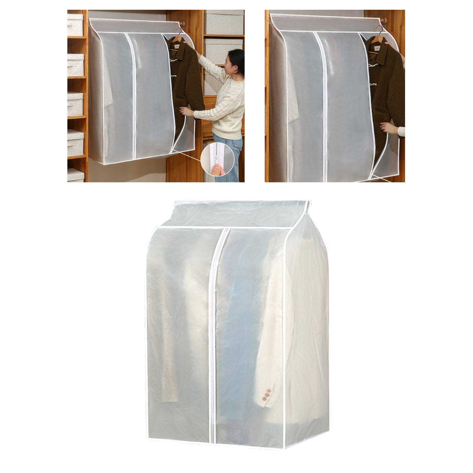 Großer Kleidersack, Transparent, Einfach Zu Montierender Kleidersack Zum Aufhängen Mit Klettverschluss