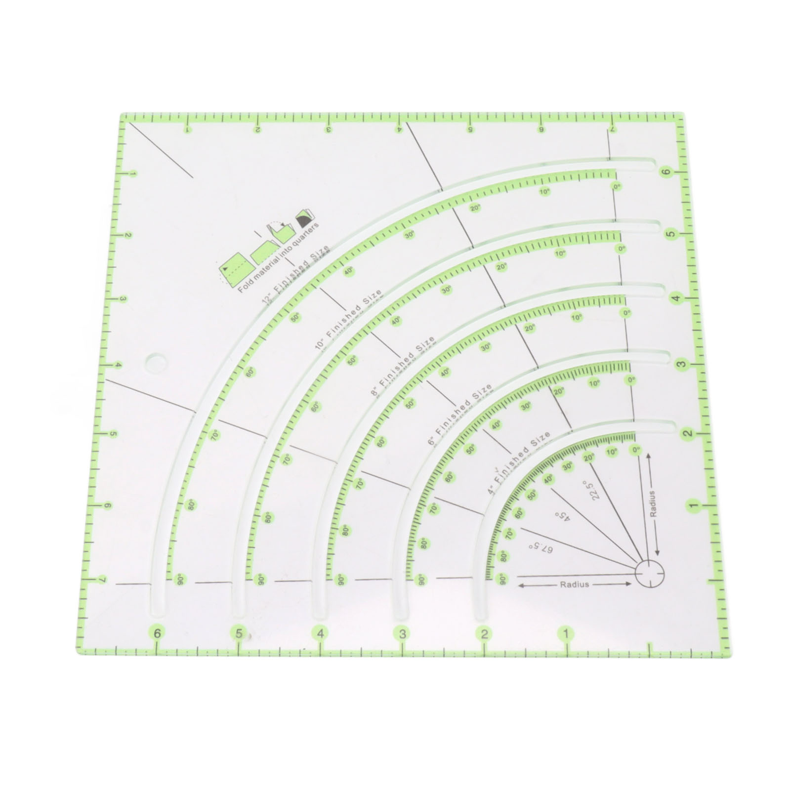 8-zoll-acryl-quiltlineal, Multifunktionales, Transparentes Bogenlineal Zum Ausschneiden Von Kreisen, Für Patchwork-näharbeiten