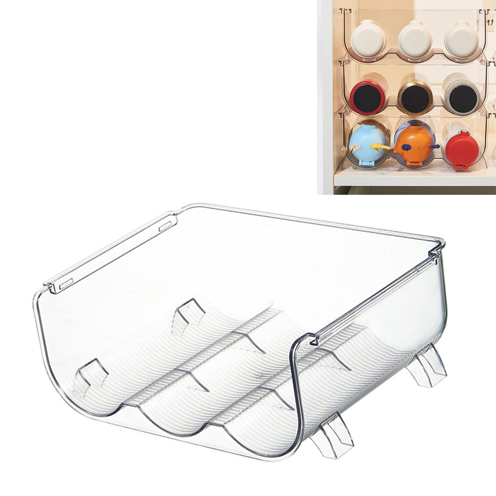 Wasserflaschen-organizer, Faltbar, Transparent, 3-loch-halterung, Für Küchen- Und Büroschränke