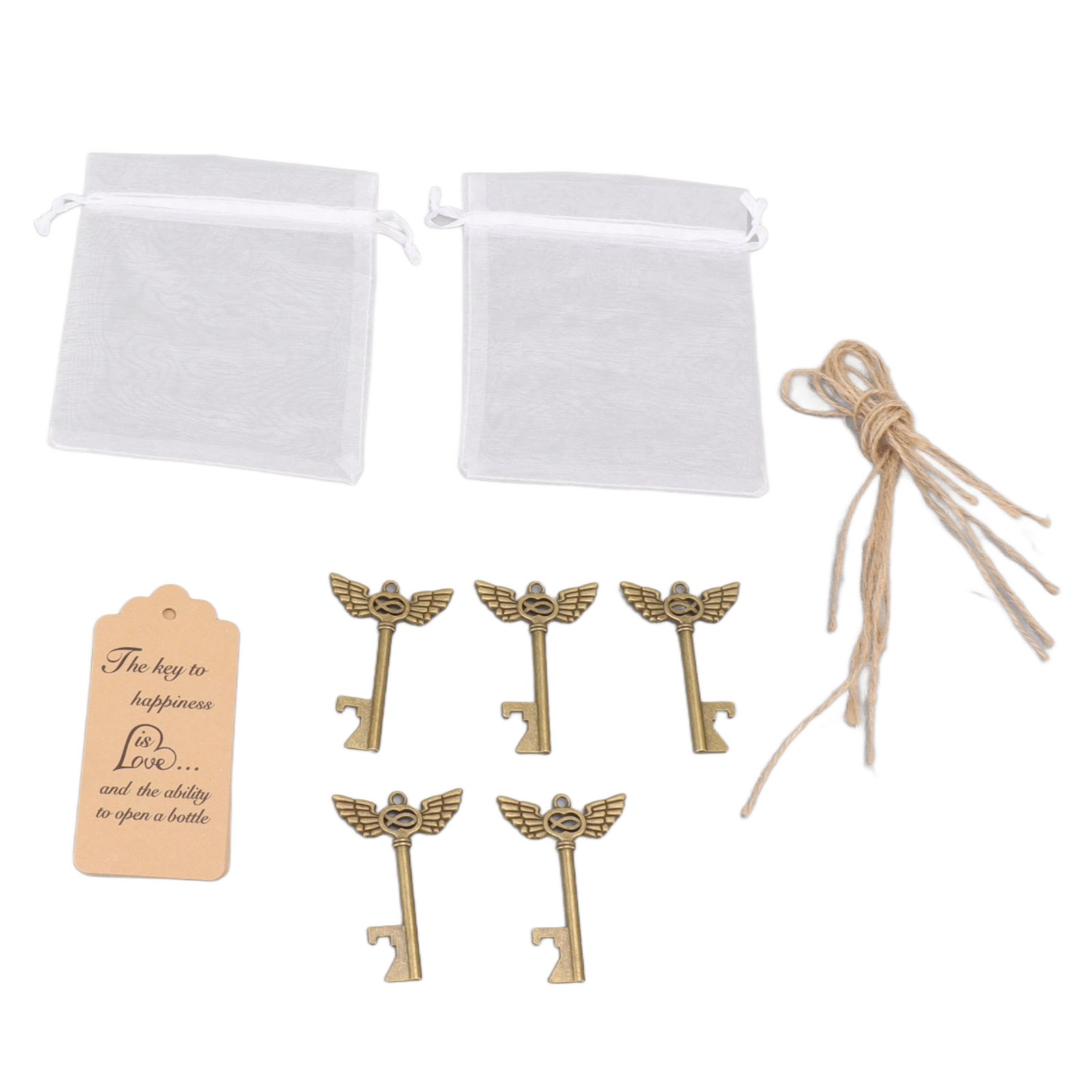 Flaschenöffner Mit Schlüssel, Vintage, Diy, Exquisit, Elegant, Engelsflügel-flaschenöffner, Gastgeschenke Mit Kartenanhänger