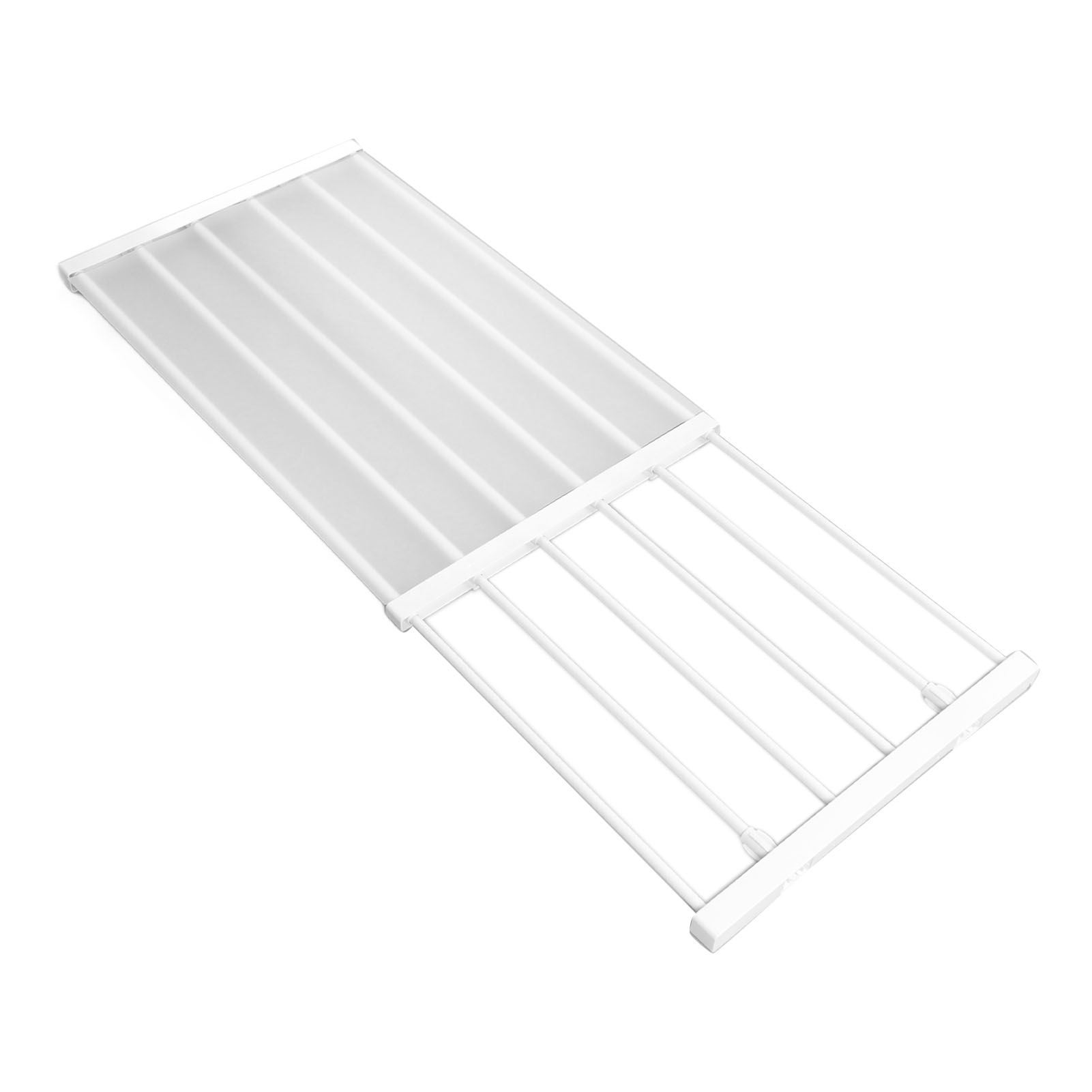 Spannstangenregal, Längenverstellbar, Platzsparend, Ausziehbares Kleiderschrankregal, Nagelfrei, Breite 16,5 Zoll, Länge 75–120 Cm / 29,5–47,2 Zoll