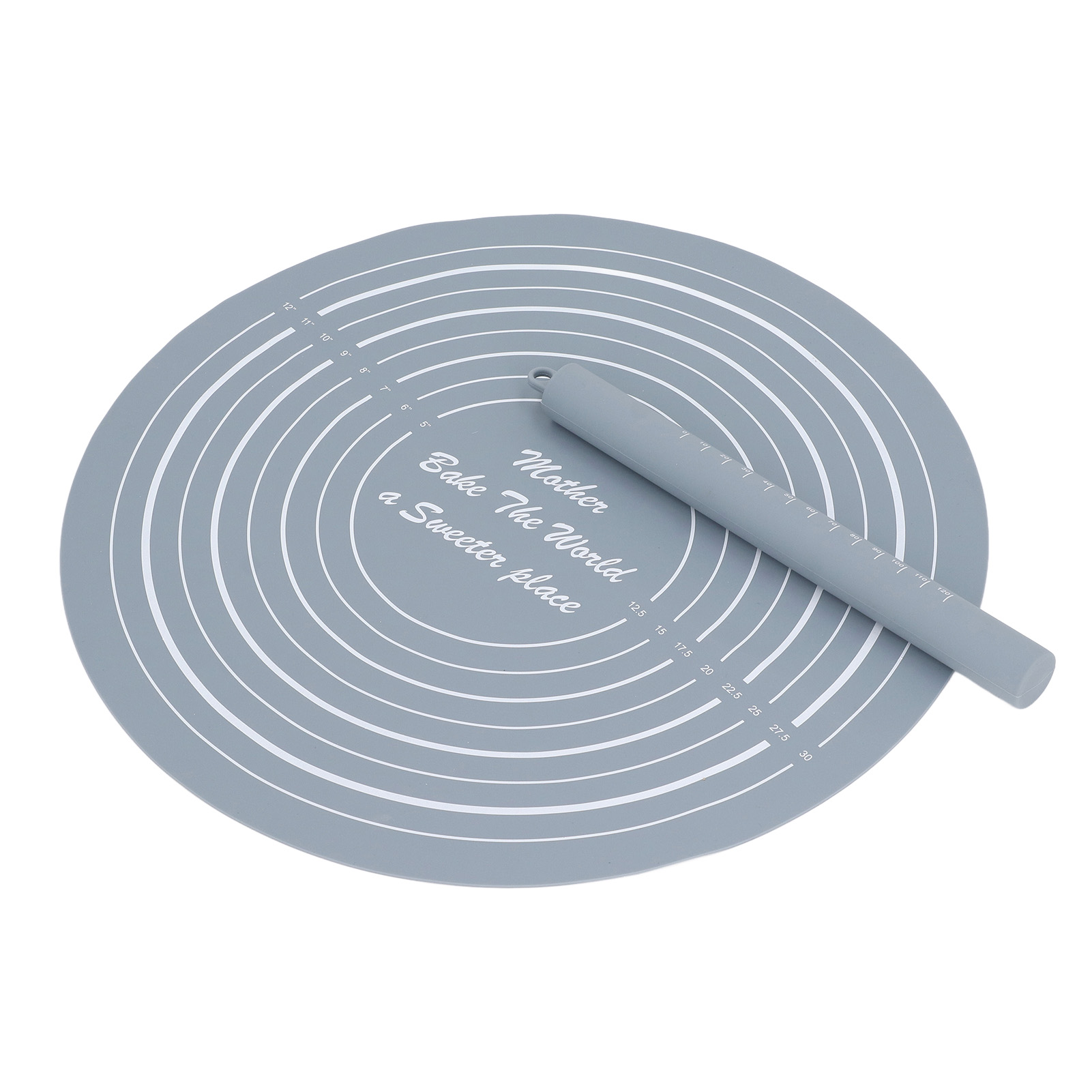Nudelholz-set Mit Messbecher, Silikon-nudelholz, Antihaft-mehlmatte Für Zuhause, Küche, Konditorei, Grau