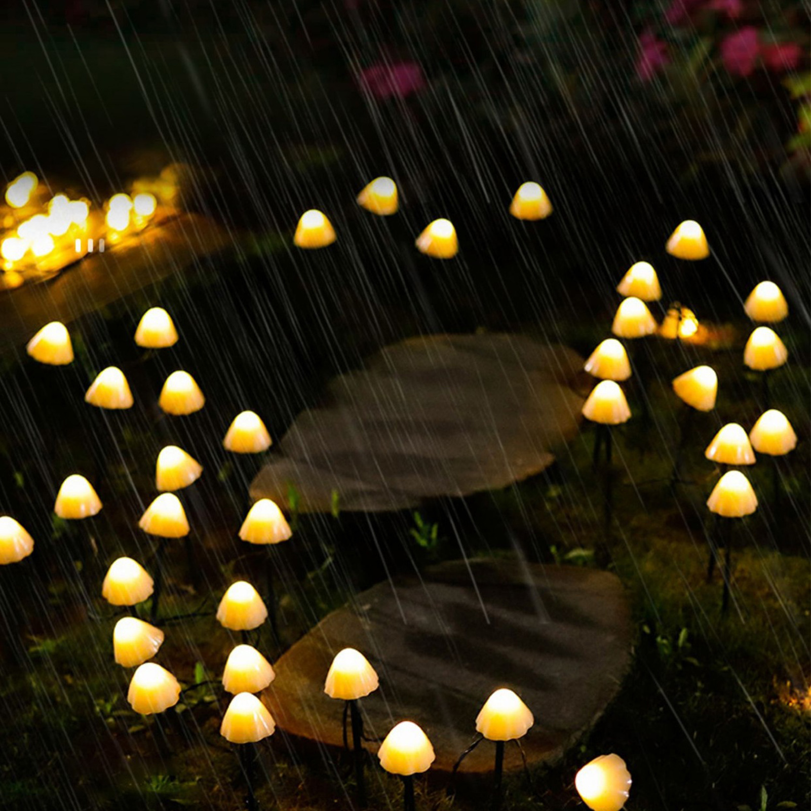 Miniatur-solar-pilzlichter, 8 Modi, Wasserdicht, Led, Wegbeleuchtung, Außendekoration, Garten, Rasen, Party, 3,45 Meter, 10 Leds, Warmweiß