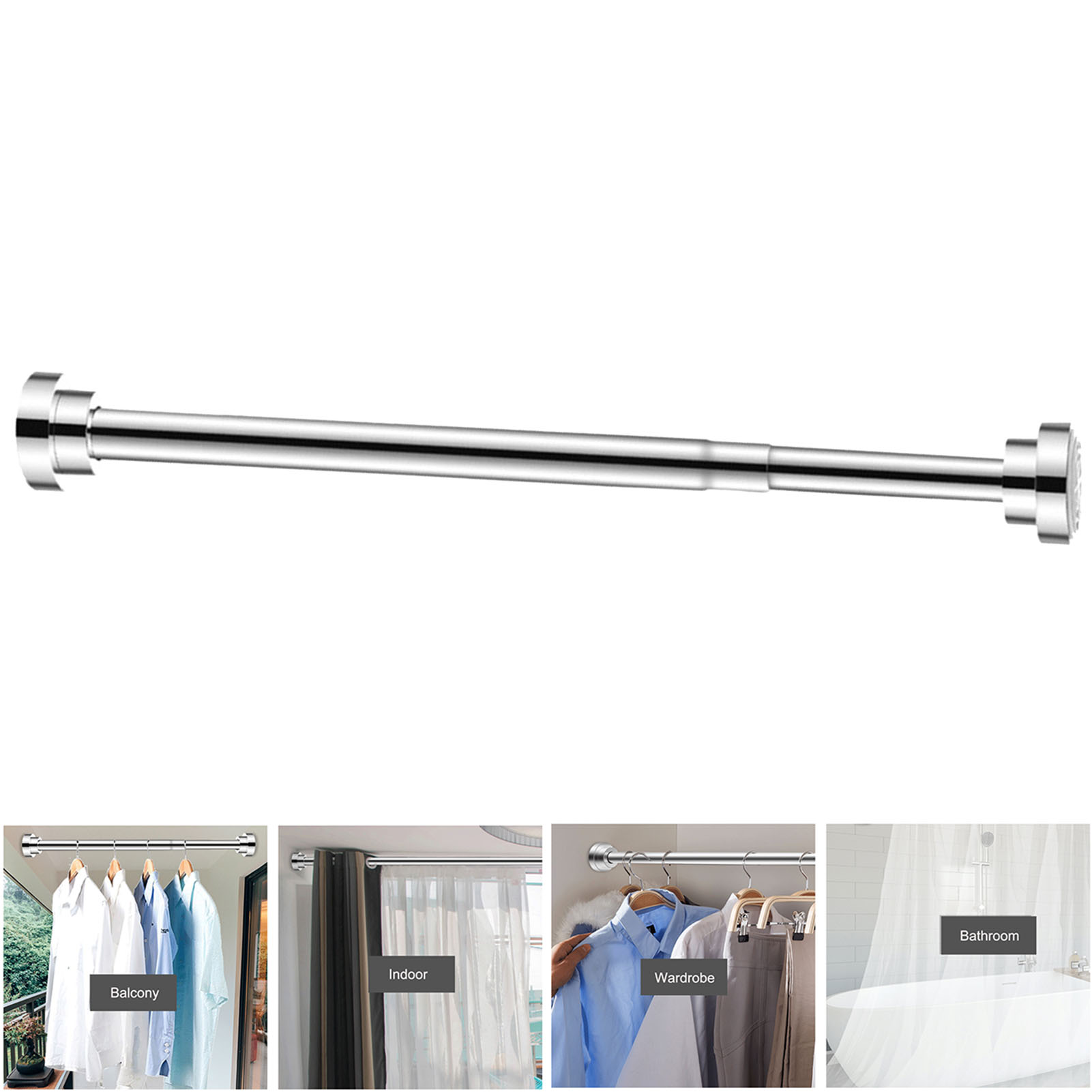 Verstellbare Kleiderstange Aus Edelstahl, Ohne Bohrlöcher, Ausziehbar, Für Bad Und Schlafzimmer, 22 Stangen, 40–55 Cm