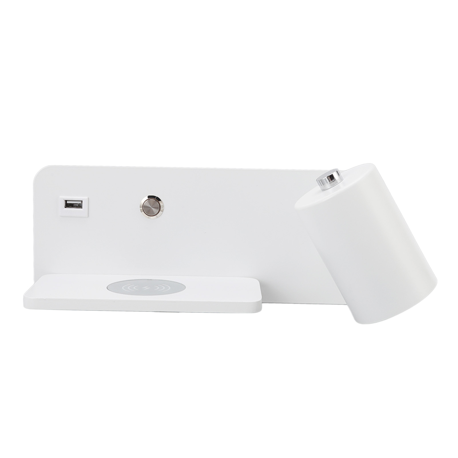 Led-wandleuchte Mit Usb-anschluss Und Kabelloser Ladefunktion, Für Wohnzimmer Und Schlafzimmer, 85–265 V, Weiß, Rechts