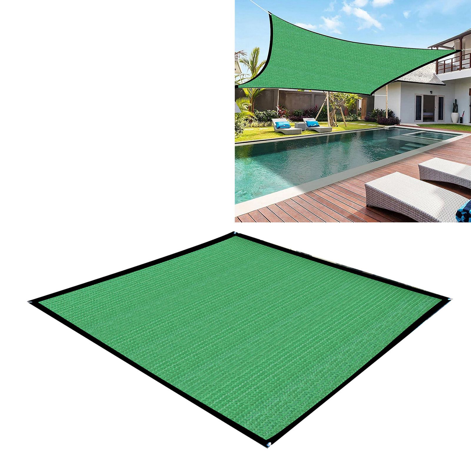 Quadratisches Grünes Sonnensegel, Markise, Verdickt, Atmungsaktiv, Geschlossen, Für Den Garten, 2x2 M, 14 Heringe