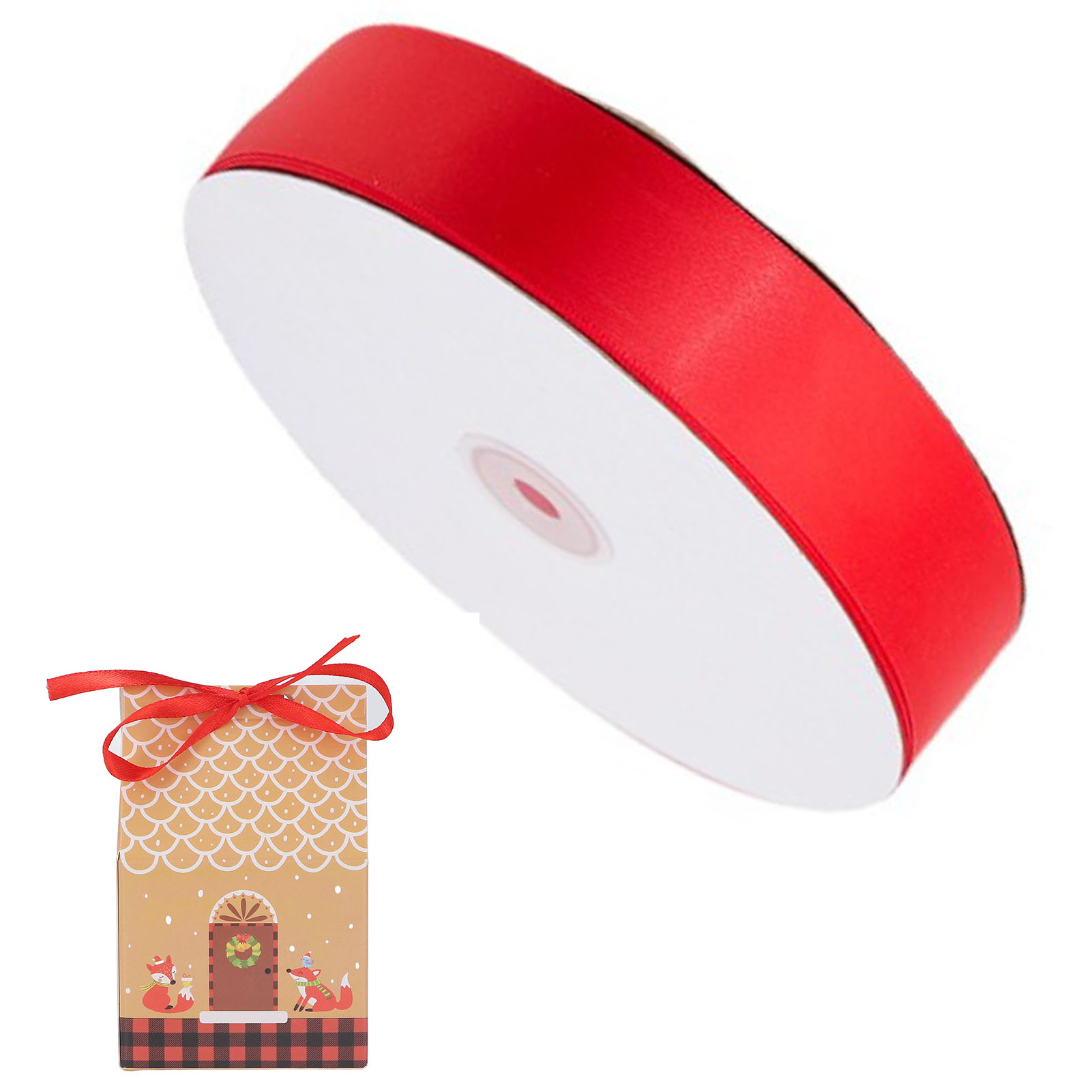 Geschenkband, 91 M Lang, Rot, Polyester, Rolle, Für Den Heimgebrauch, Konditoreien Und Geschenkläden