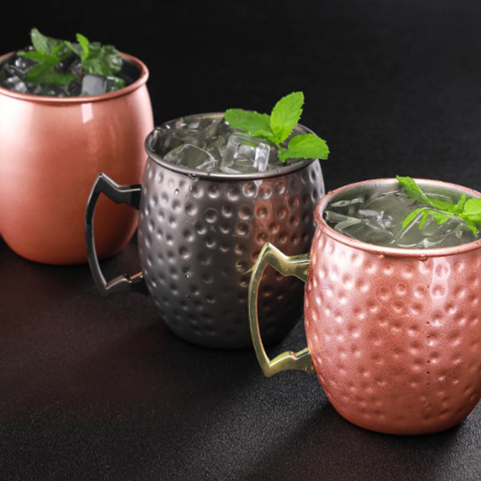 Moscow Mule Becher, 550 Ml, Großes Fassungsvermögen, Edelstahl Mit Hammerschlag Für Bier Und Cocktails