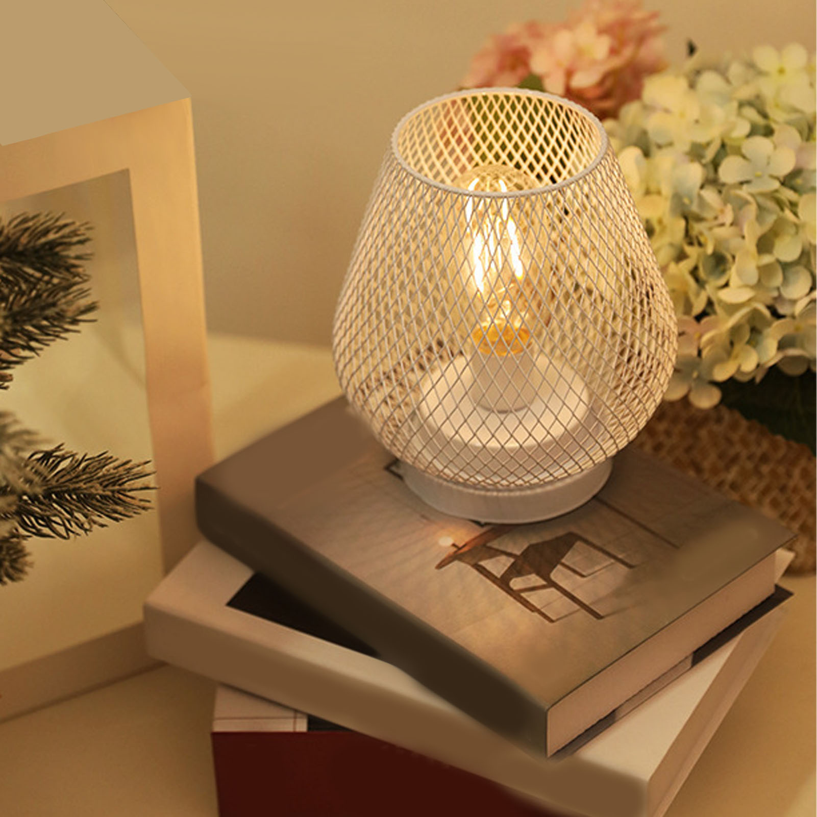 Nordische Led-nachttischlampe Aus Schmiedeeisen, Retro-stil, Minimalistisch, Stimmungsvoll, Für Schlafzimmer Und Esszimmer, Weiß
