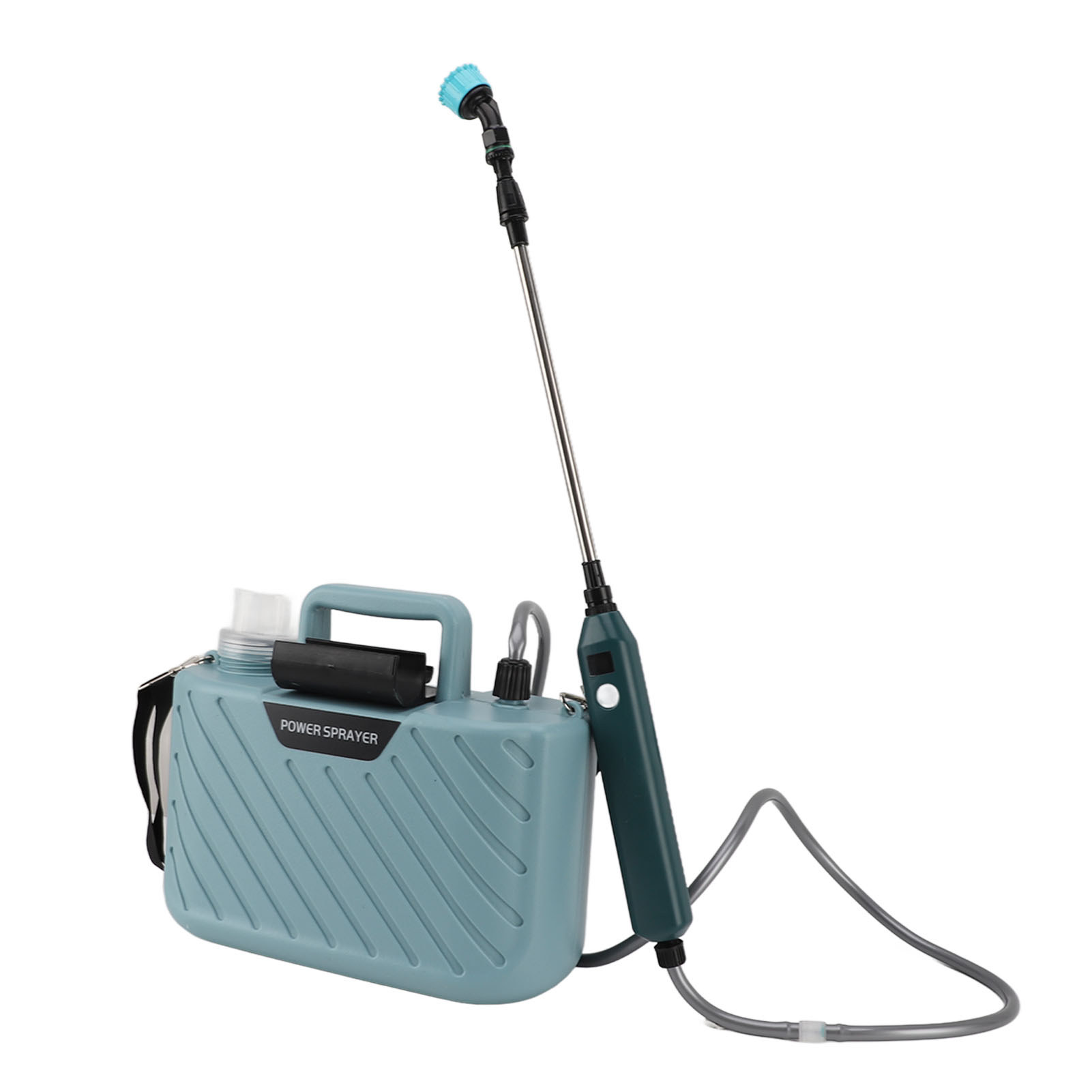 Akkubetriebene Elektrische Pflanzenspritze, 5 L, Mit 3 Düsen, Ausziehbarem Sprührohr, Verstellbarem Schultergurt, Garten- Und Rasenspritze, Blau