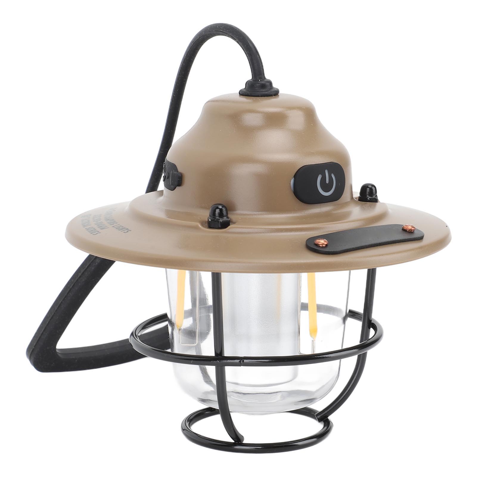 Wasserdichte Led-campingtaschenlampe, 1200 Mah, 2,0 W, Stufenlose Helligkeitsregelung, Vintage-stil, Wiederaufladbar, Zum Wandern, Angeln, Sandfarben