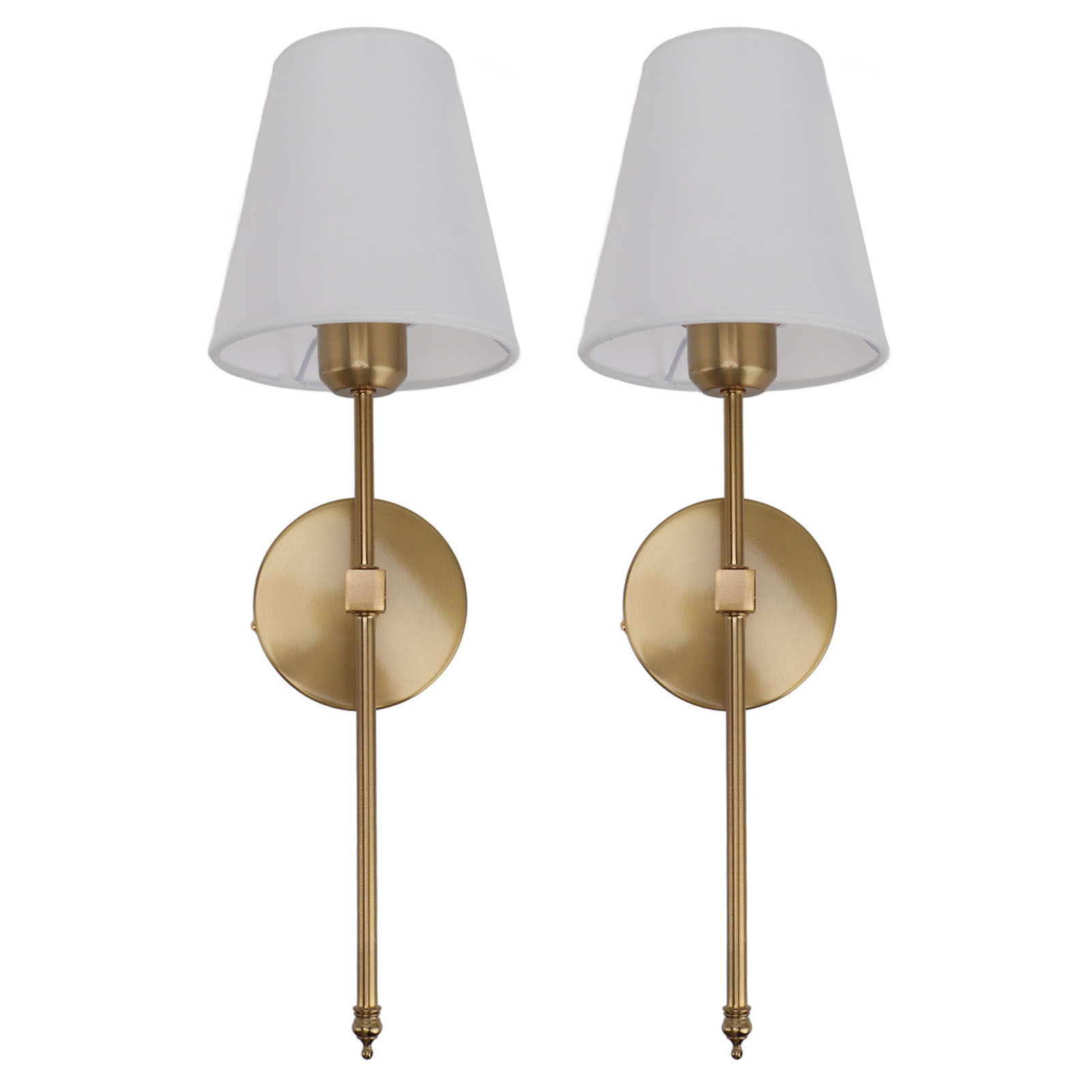 Wandleuchten-set (2er-pack), Badezimmerleuchte Mit Kabel Und Weißem Schirm, Wandfassung E26/e27, 85–265 V, Goldfarben