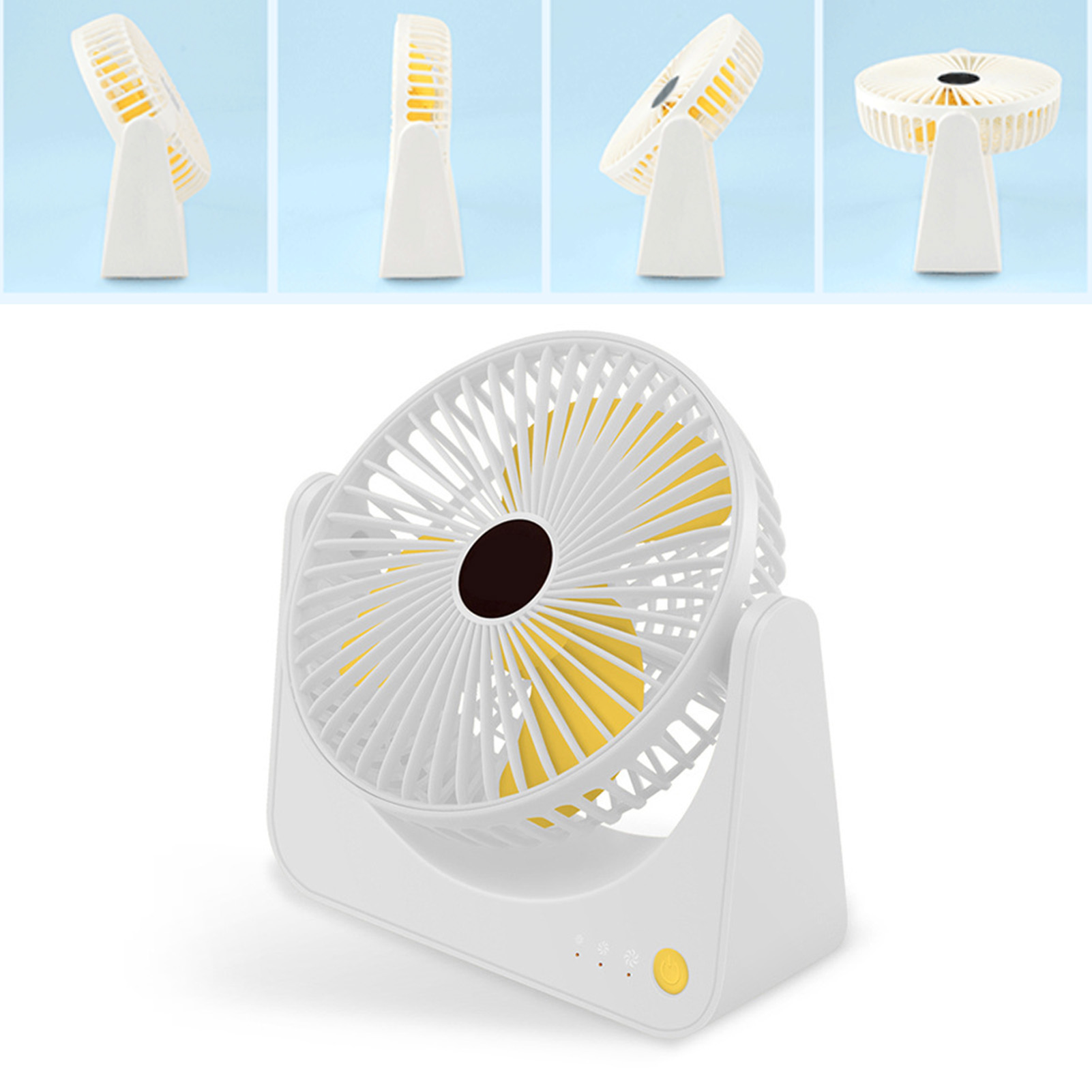 Kleiner Usb-tischventilator, Leise, Tragbar, Miniaturisiert, Wiederaufladbar, Für Zuhause, Studentenwohnheim, Büro, Weiß